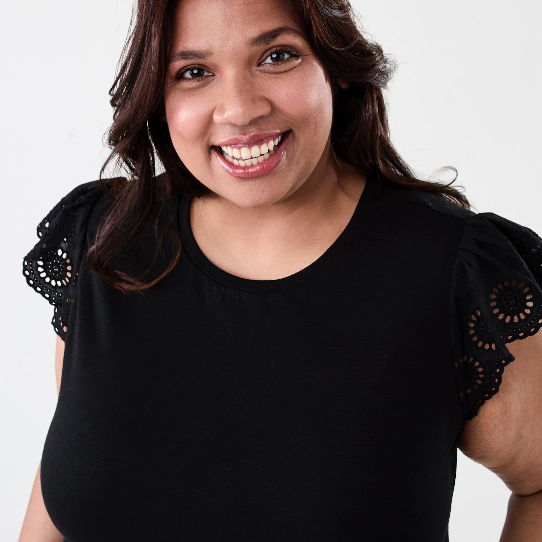 4 Curve Sleeveless Broderie Top Black, 4 of 5