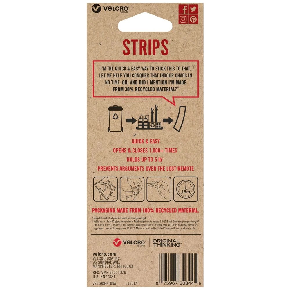 2 VELCRO Strips 6.3 x 1.9 cm 24 Pack White, 2 of 2