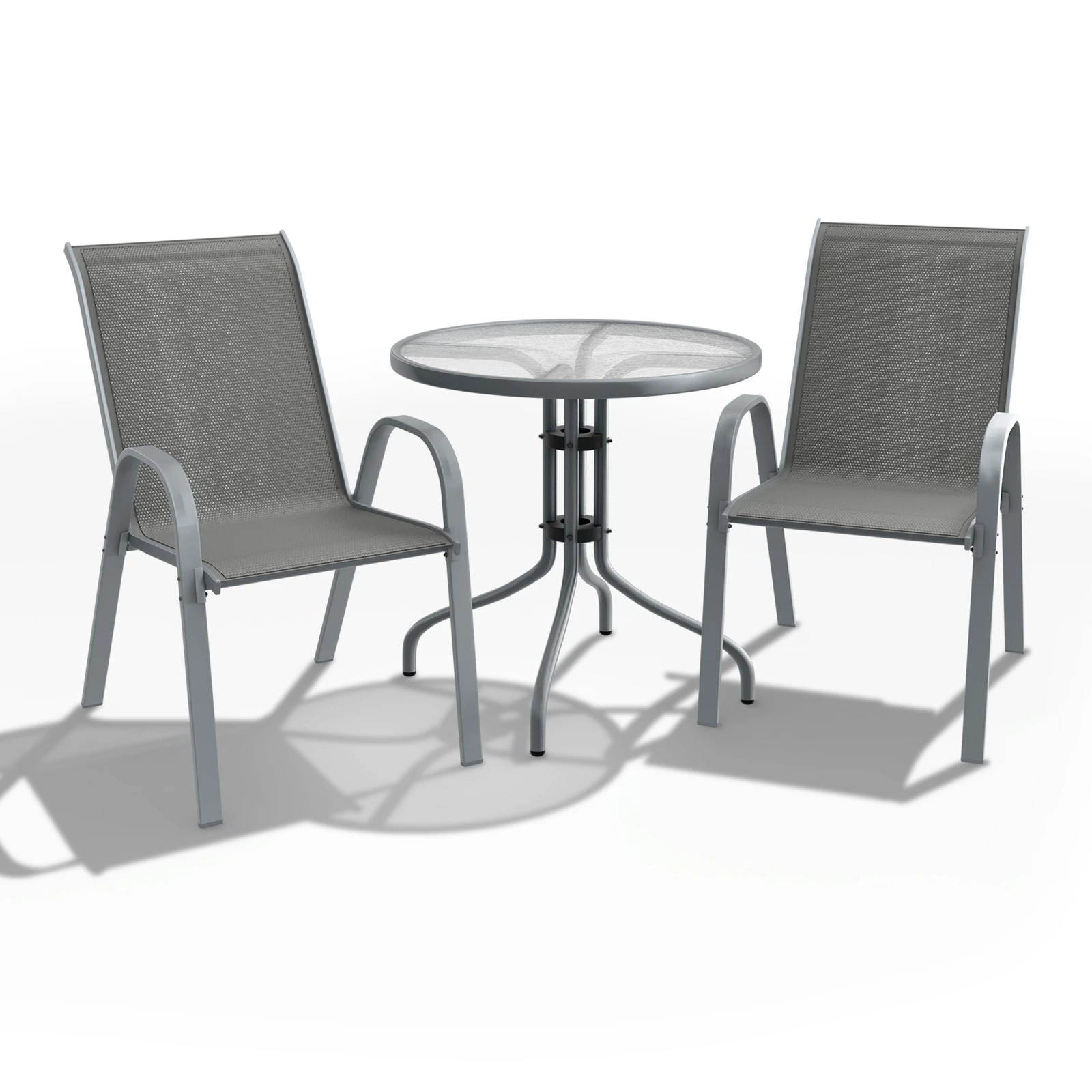 1 Alfordson 3PCS Outdoor Furniture Patio Table and Chairs Set Garden Square - Grey, 1 of 10