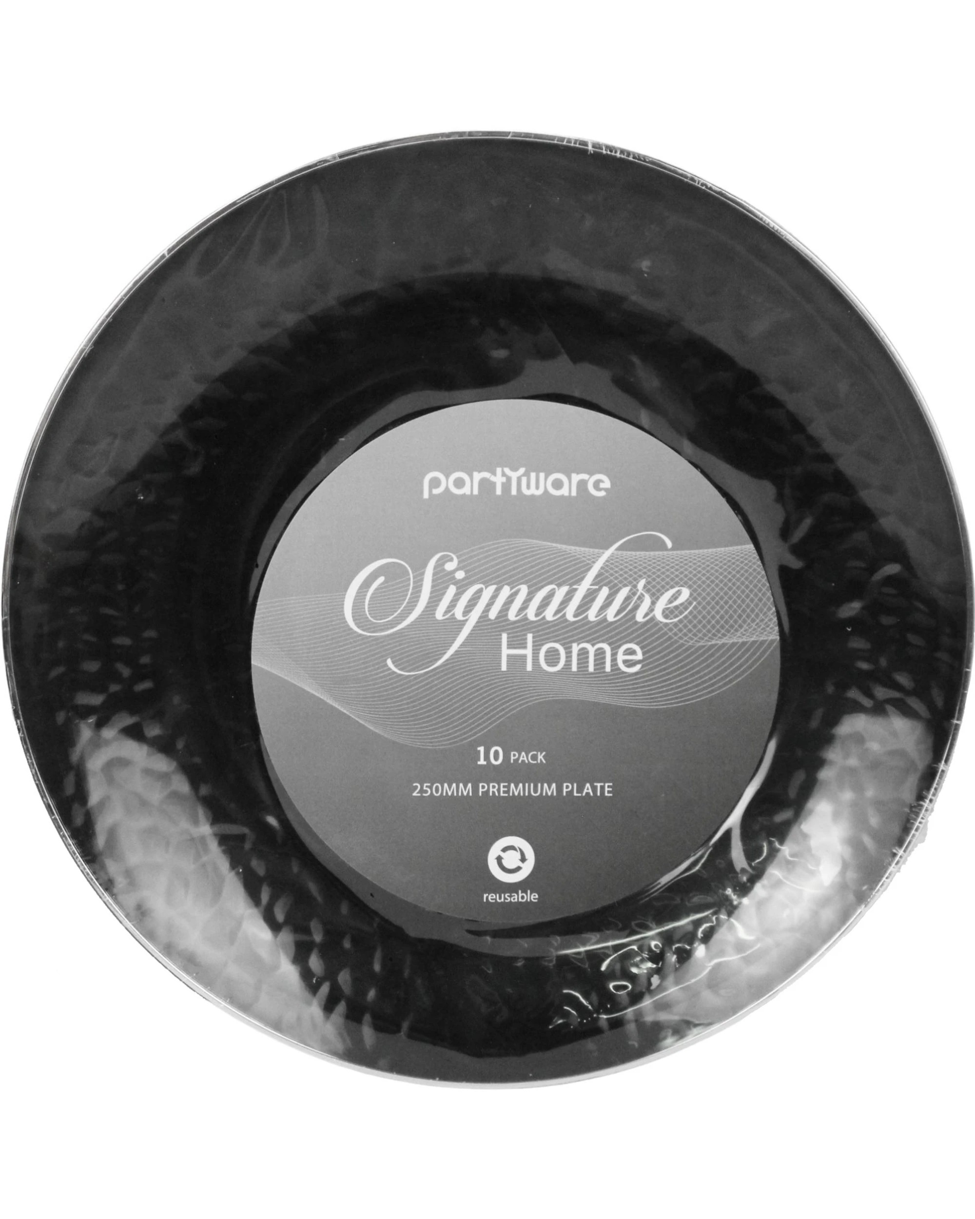 3 Partyware Dimple With Silver Trim Plastic Plates 25.5cm Pack of 10 - Black, 3 of 4