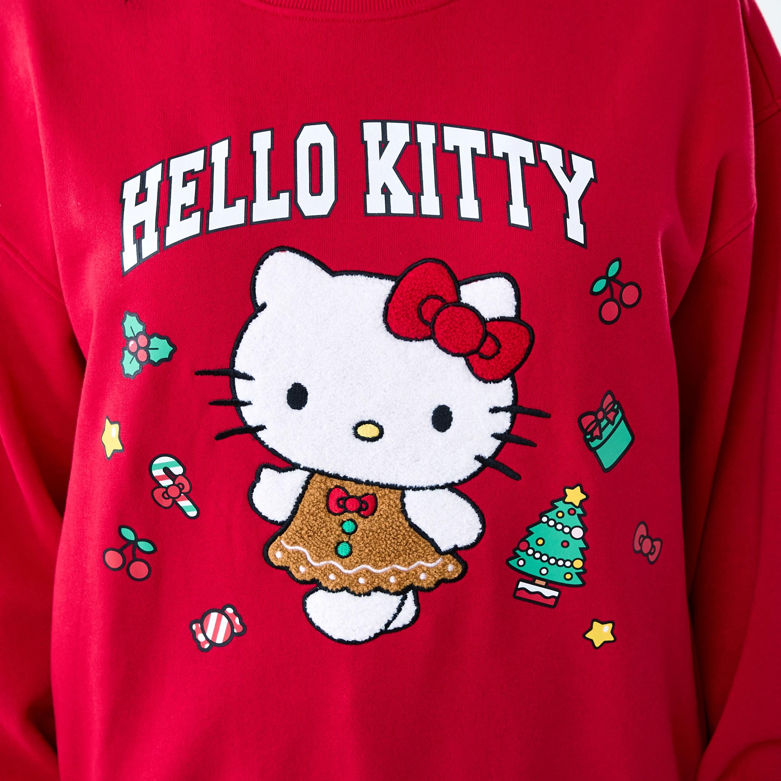 5 Christmas Hello Kitty License Long Sleeve Sweatshirt KITTY XMAS STRAWBERRY, 5 of 5