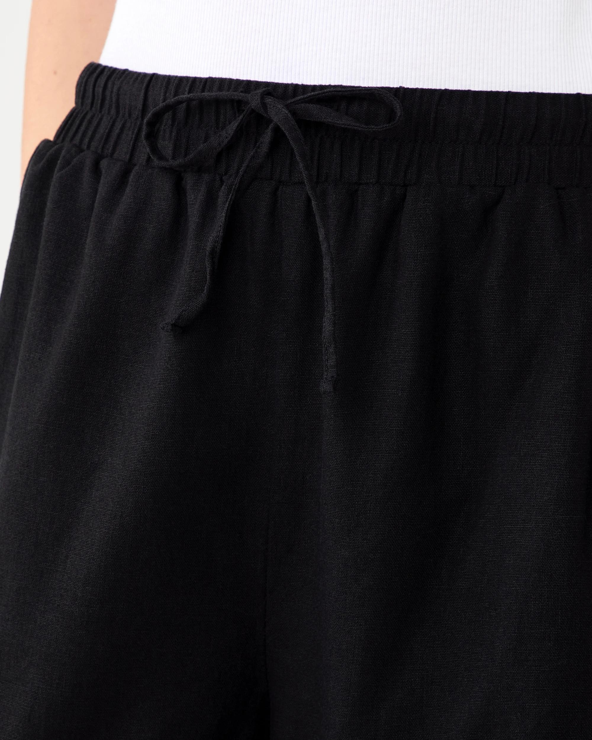 4 Linen Blend Straight Leg Pants Black, 4 of 5