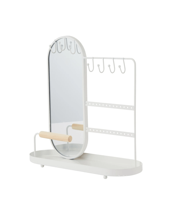 Jewellery Storage with Mirror - White
