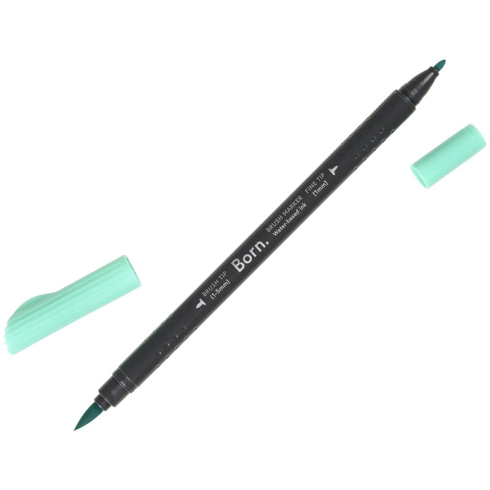 3 Born Professional Brush Dual-Tip Marker Pond Green 296, 3 of 4