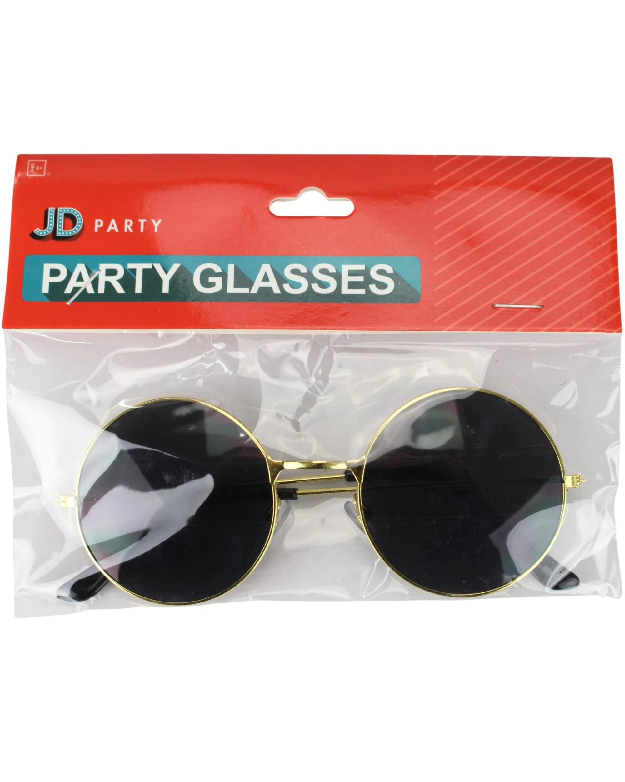 2 JD Party Adult Round Hippie Party Glasses - One Size - Black, 2 of 2