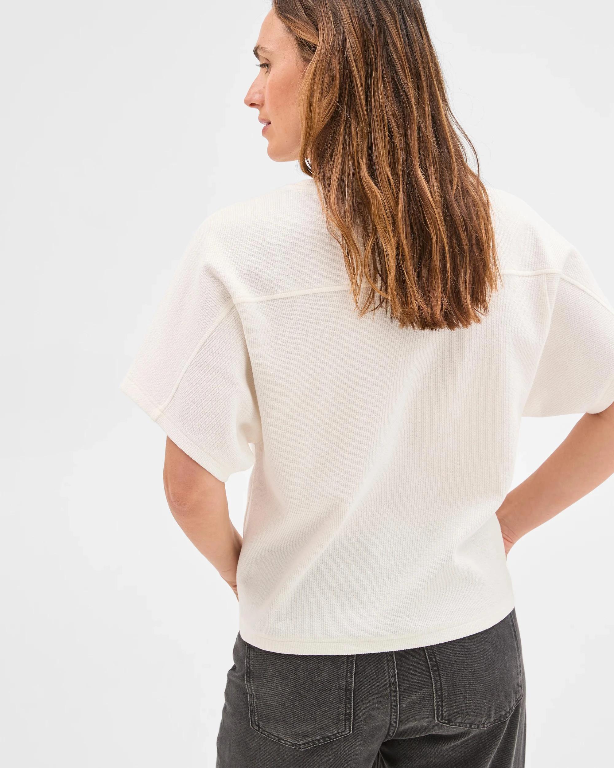 4 Target Woman Spliced Cocoon Boxy T-Shirt CLOUD DANCER, 4 of 6