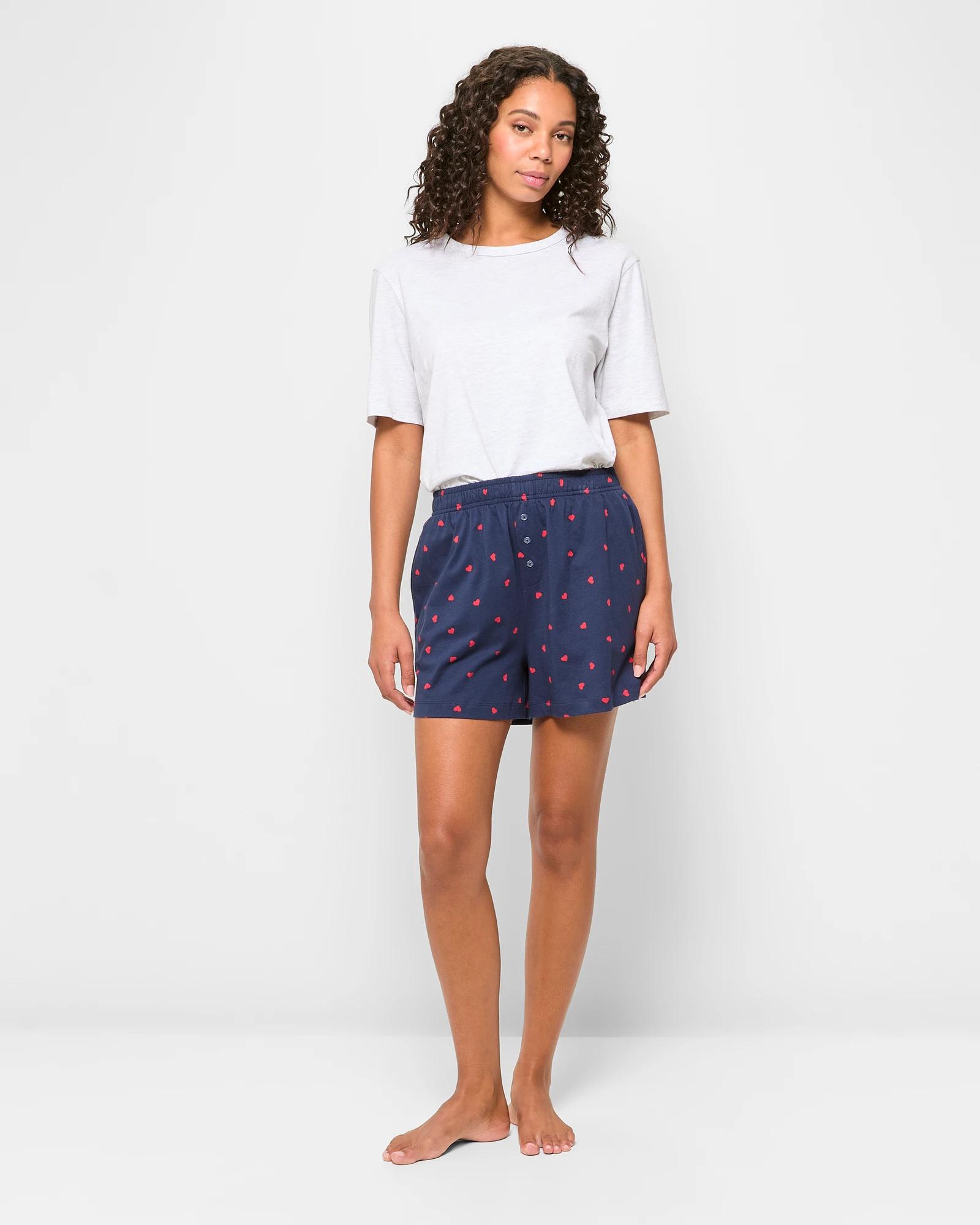 2 Target Australian Cotton Jersey Sleep Boxer Shorts NAVY HEART, 2 of 5