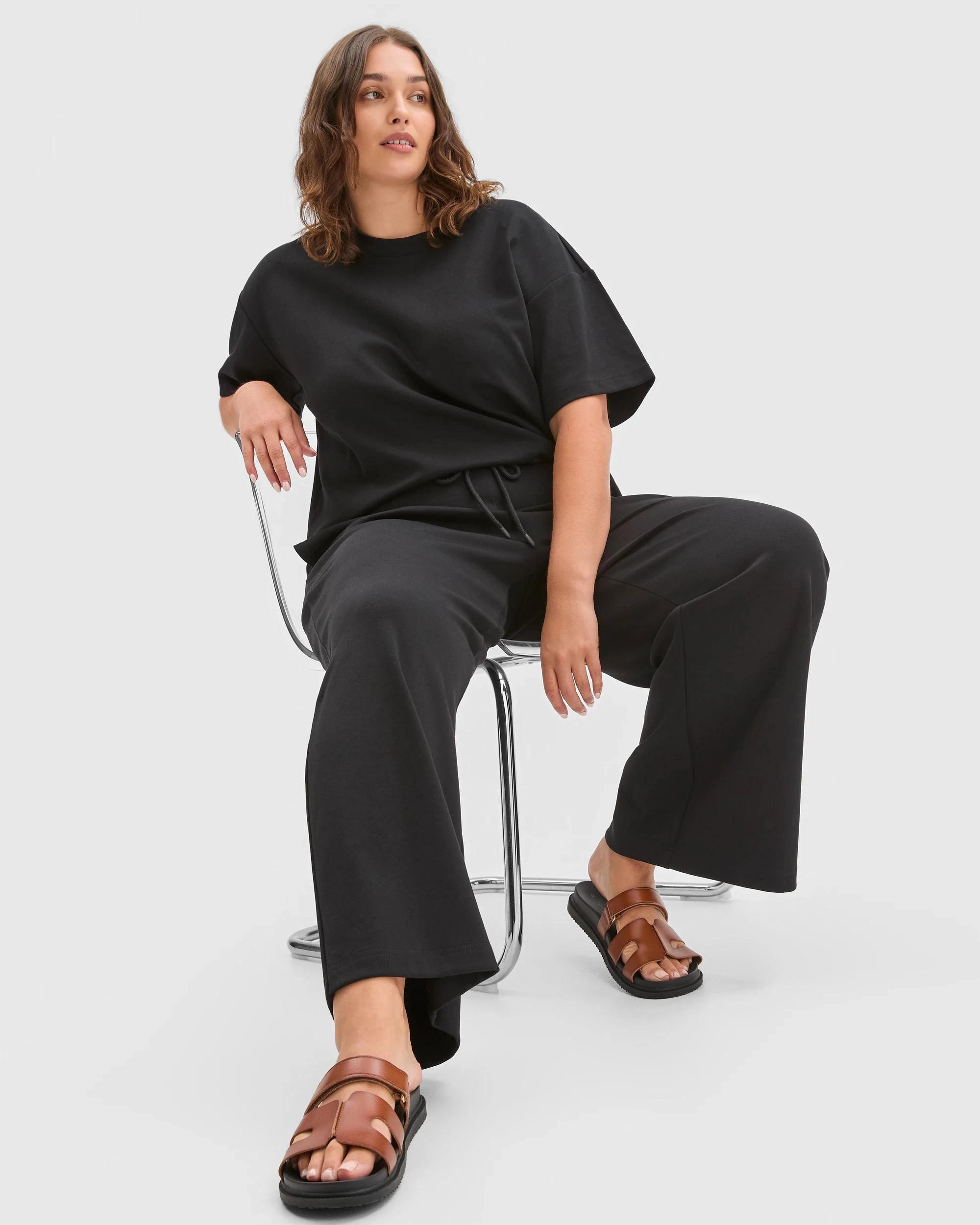 6 Target Curve Plus Size Australian Cotton Blend Wide Leg Interlock Pants BLACK, 6 of 6