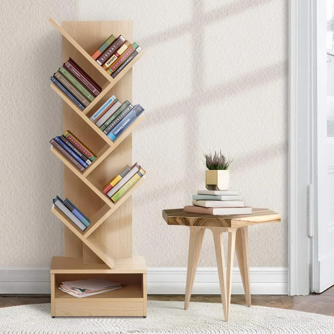 3 Artiss Tree Bookshelf 7 Tiers - Brown, 3 of 8