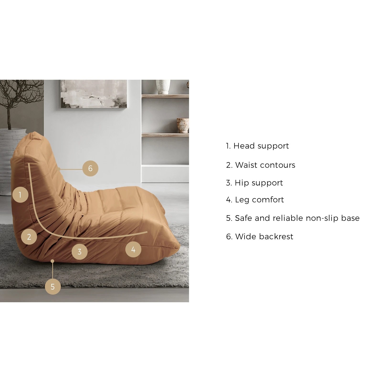 5 Oikiture Floor Sofa Accent Chair Lazy Couch Lounge - Brown, 5 of 10