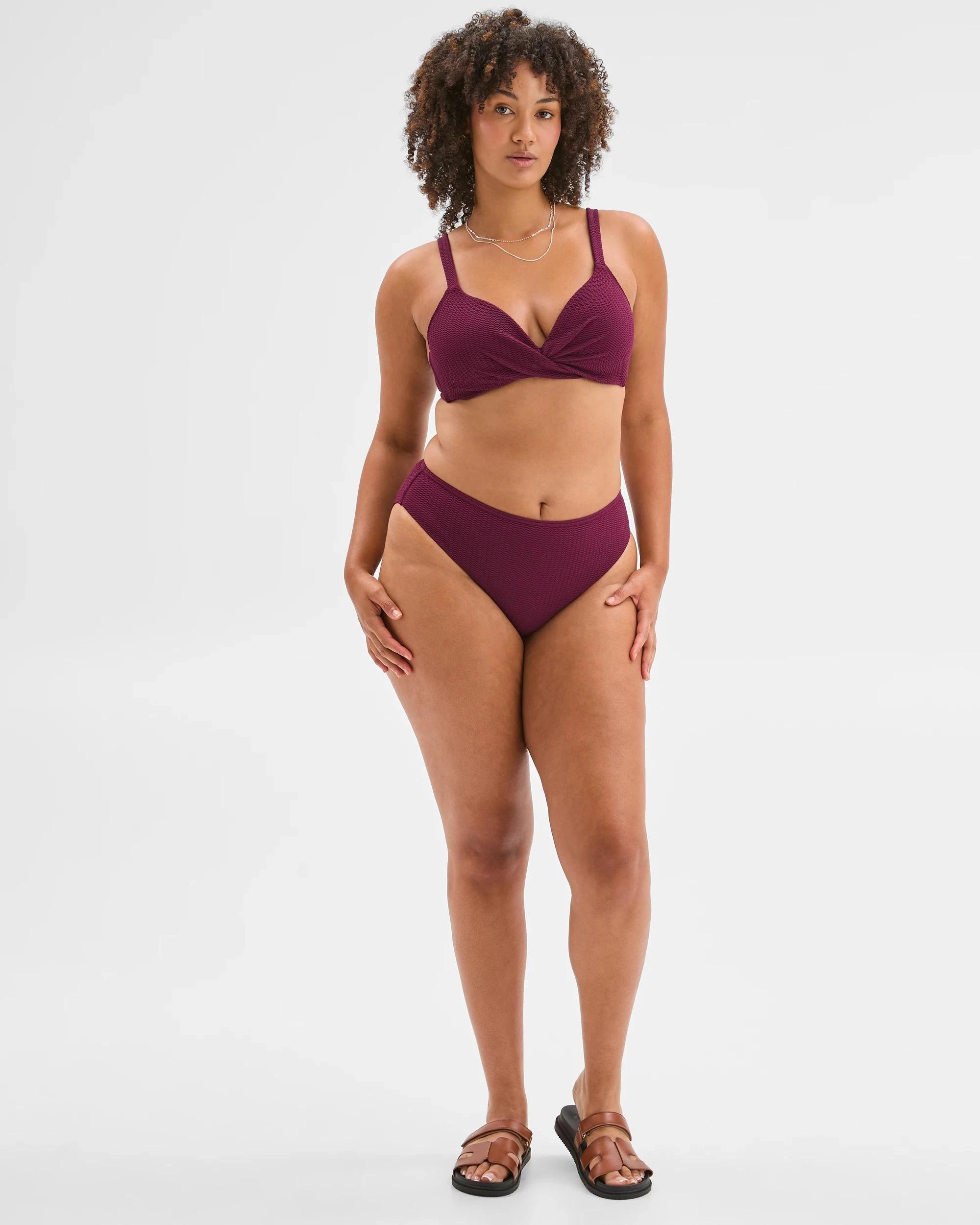 6 Target Woman Resort Crinkle Twist Swim Bikini Top DEEP PLUM, 6 of 10