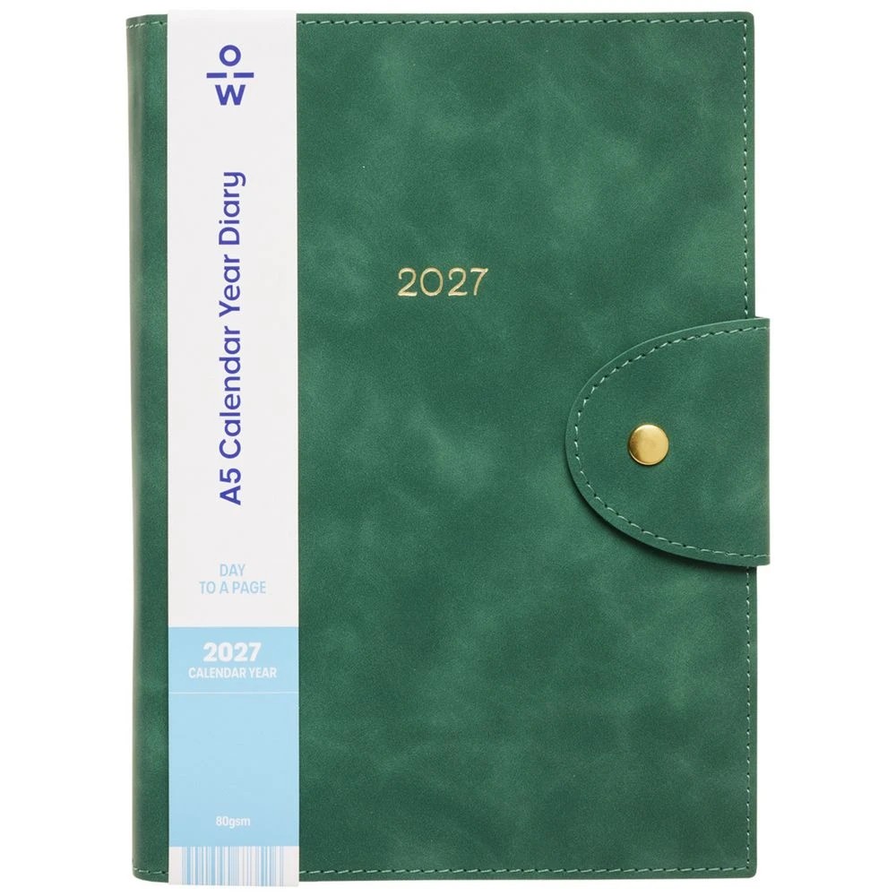1 Officeworks A5 Day to Page 2027 Suede Diary, 1 of 7