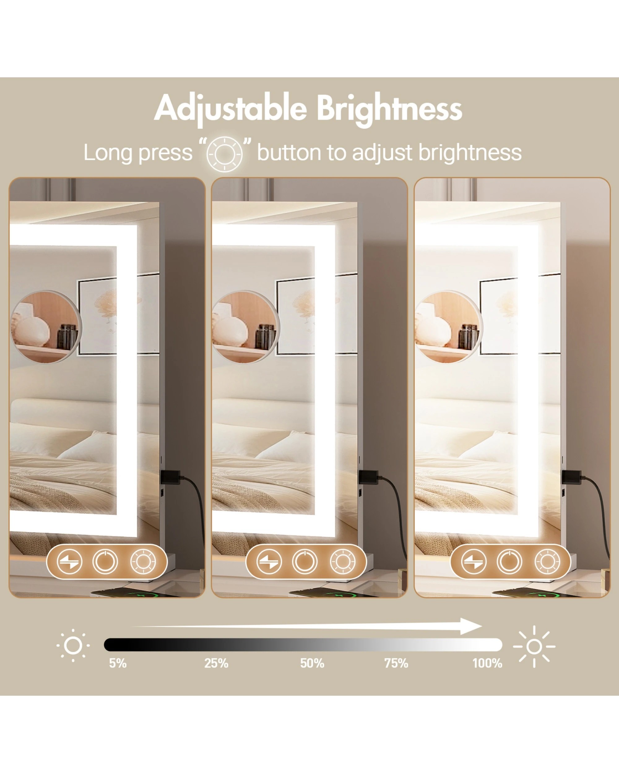 5 Advwin Hollywood Vanity Makeup Mirror With LED Lights and 5x Magnification, 5 of 8
