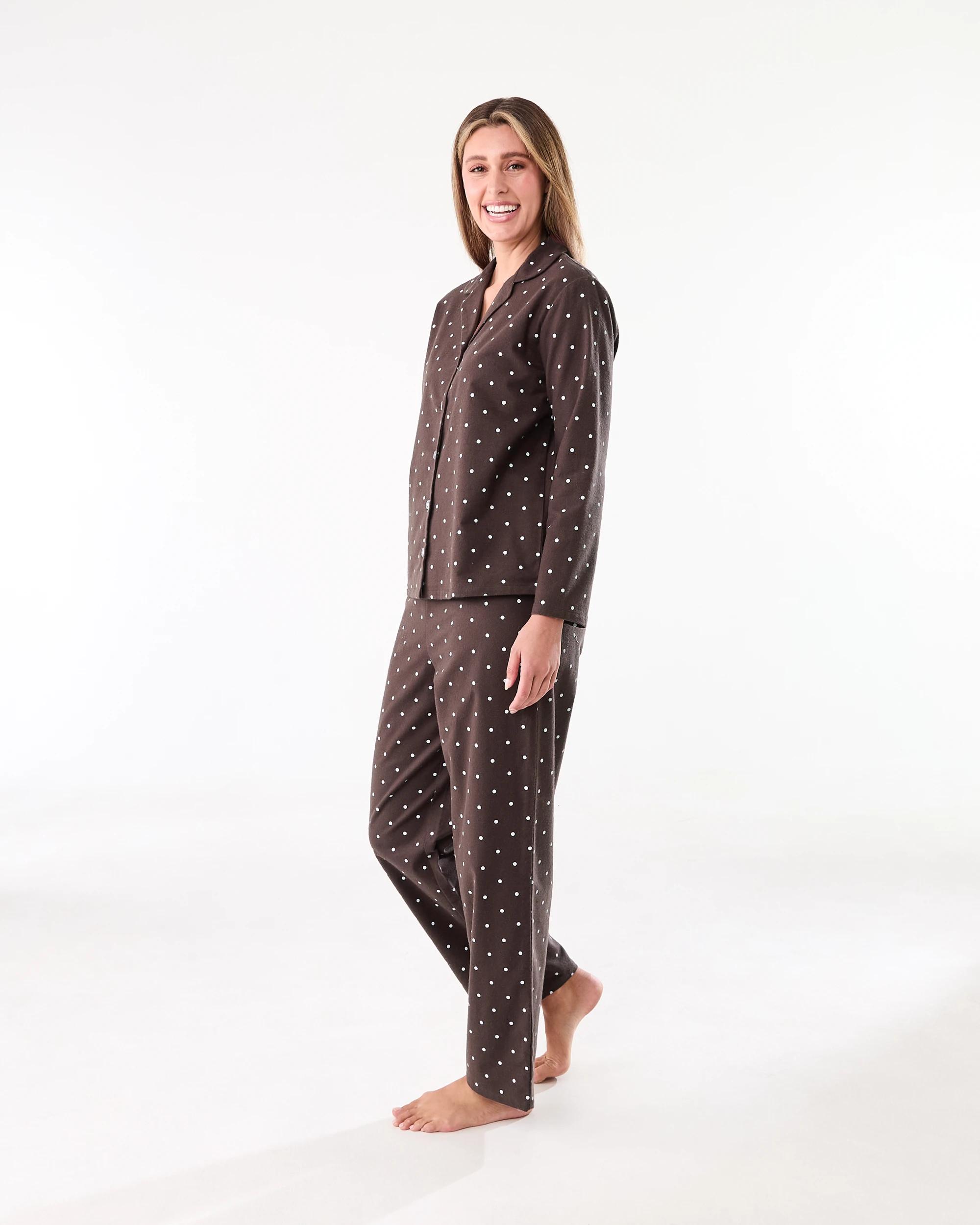 2 Cotton Flannel Pyjama Set Dots Choc, 2 of 7