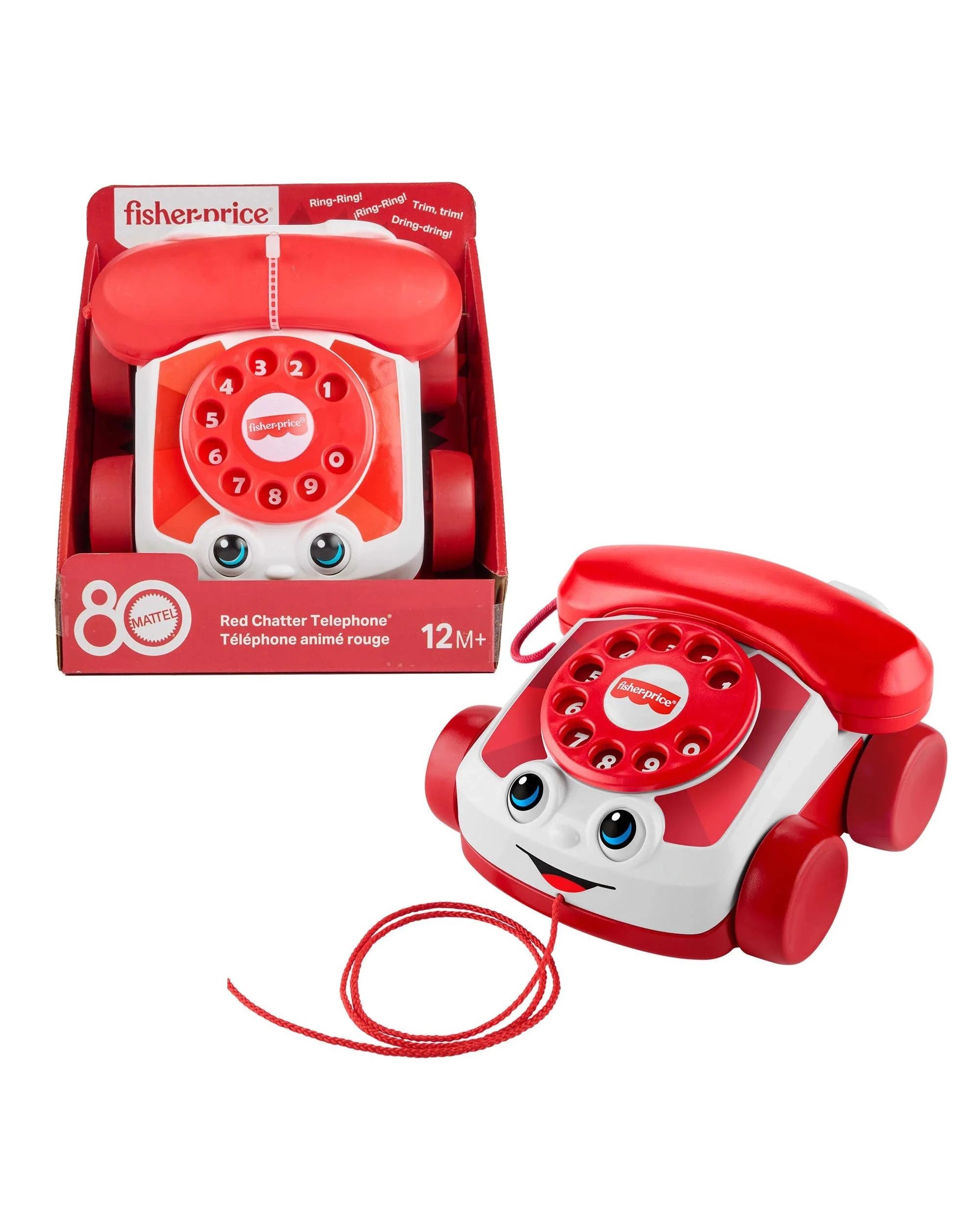 1 Fisher-Price Mattel 80th Anniversary Ruby Red Chatter Telephone, 1 of 8