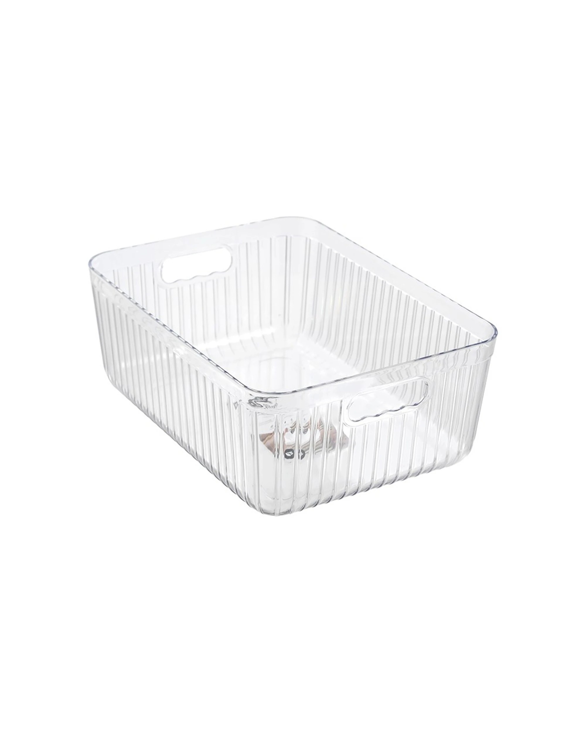1 Boxsweden Crystal Ribbed Container Storage With Handles 11L 36x27x14cm - Clear, 1 of 4