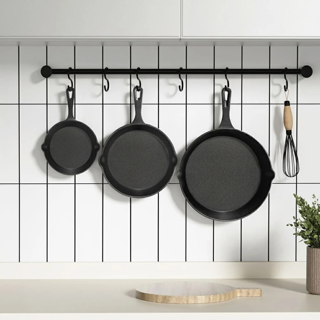 4 5-star chef Frying Pan Cast Iron 3PCS - Black, 4 of 6