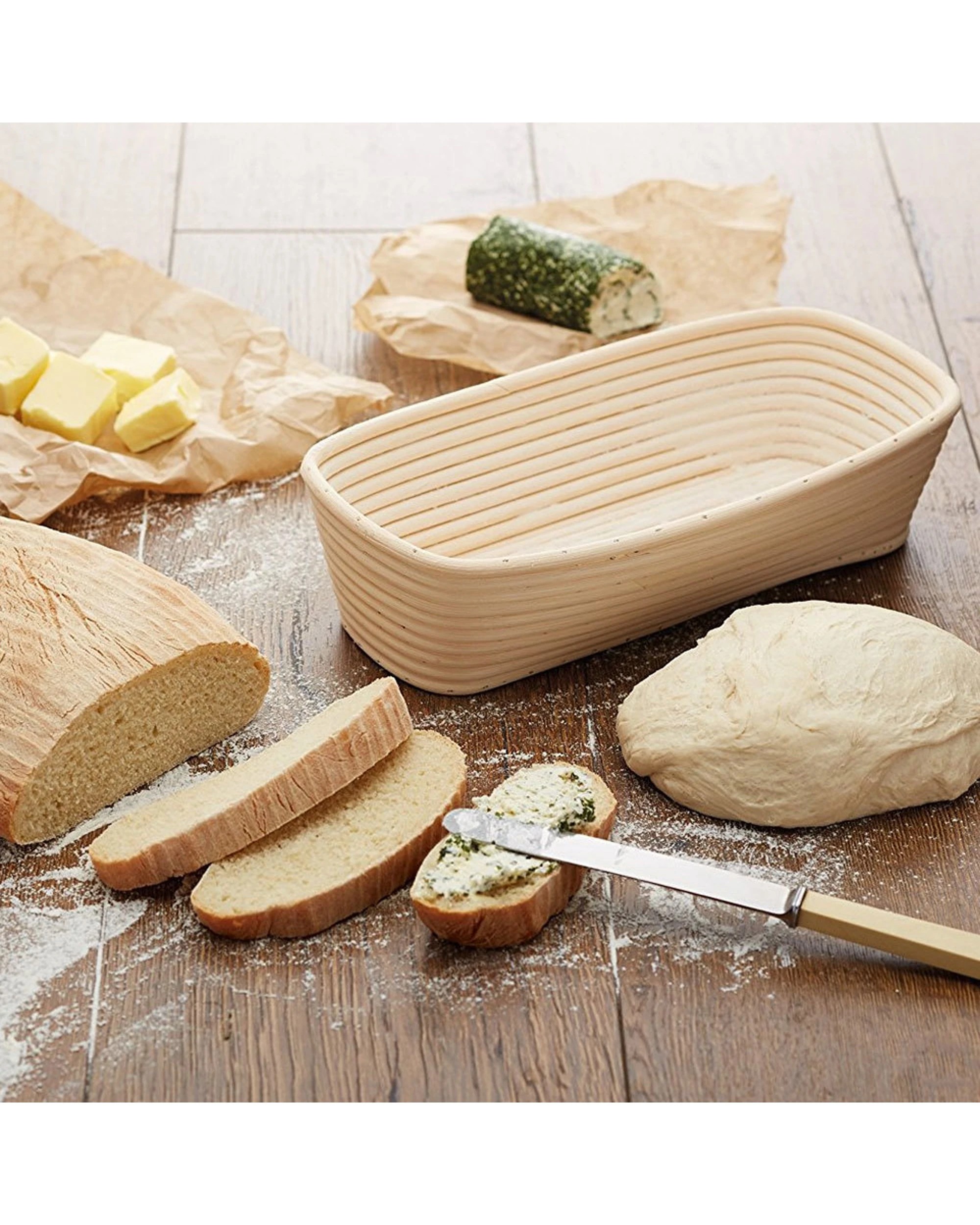 2 Kitchen Craft Home Made Rectangular Bread Proving Basket Banneton 30.5cm - Beige, 2 of 2