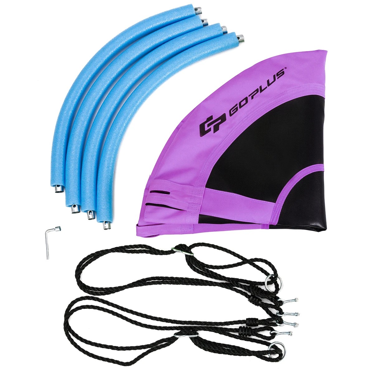 4 Costway 150KG 100cm Tree Swing Set Outdoor Hammock Chair Flying Saucer 4 Adjustable Ropes - Purple, 4 of 5