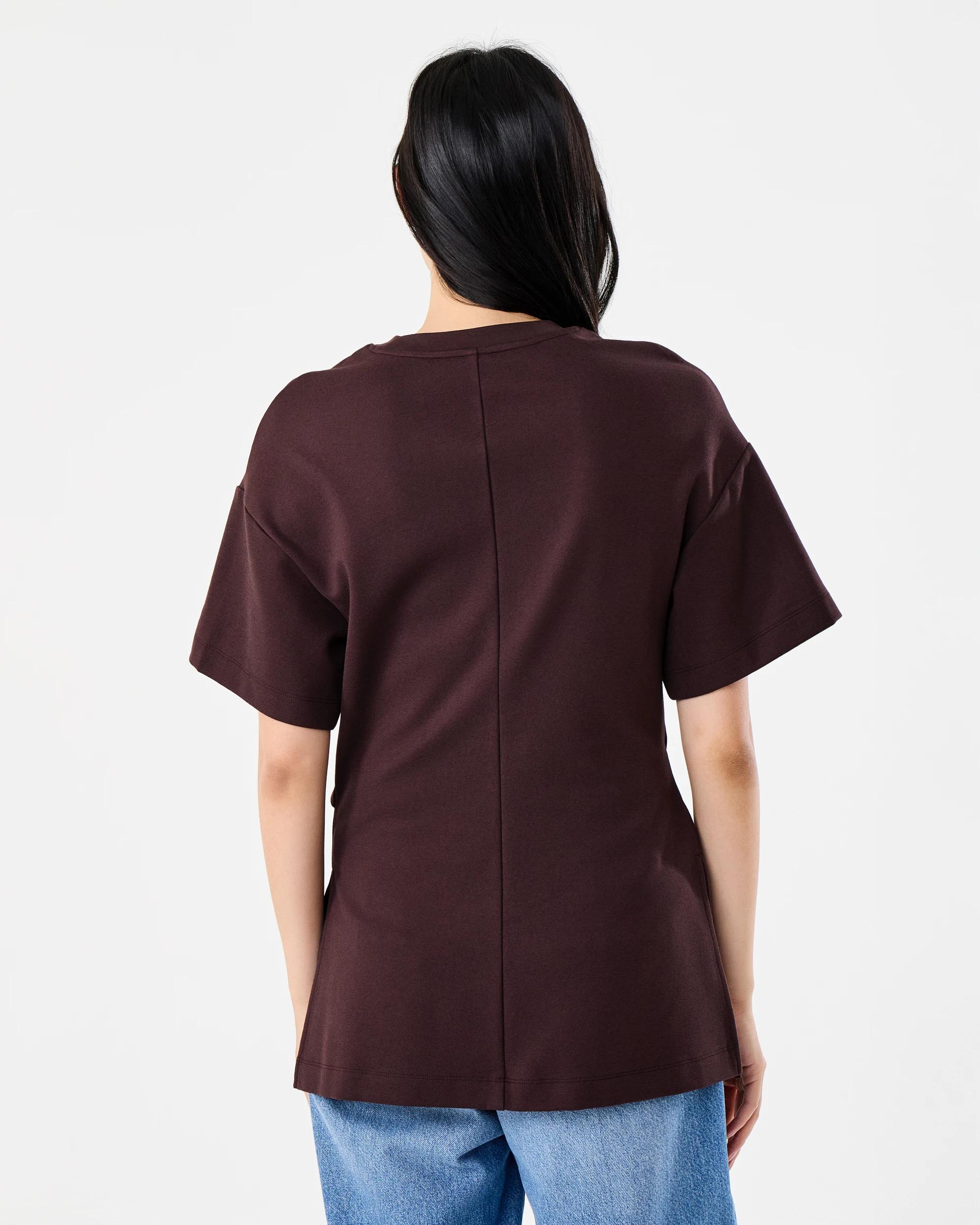 3 Short Sleeve Structured Detail Top Melt Brown, 3 of 6