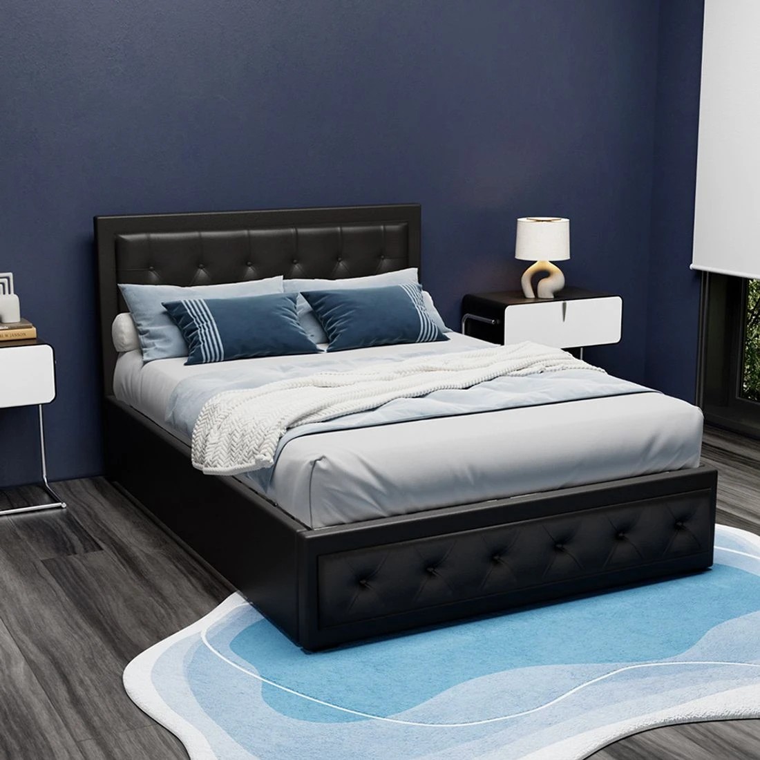 3 Artiss Bed Frame Double Size Gas Lift  TIYO - Black, 3 of 8