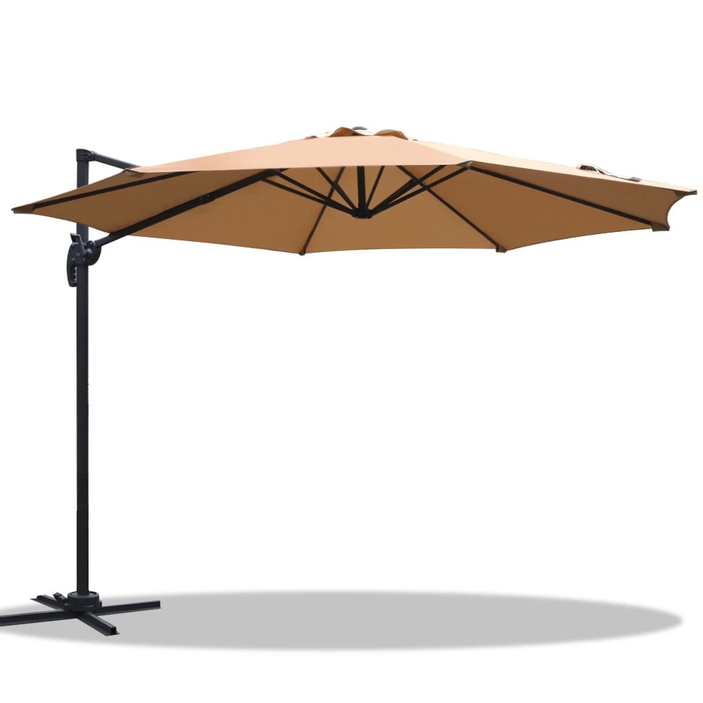 1 Instahut 3m Outdoor Umbrella Cantilever 360 Degree Tilt Beach Roma - Beige, 1 of 6