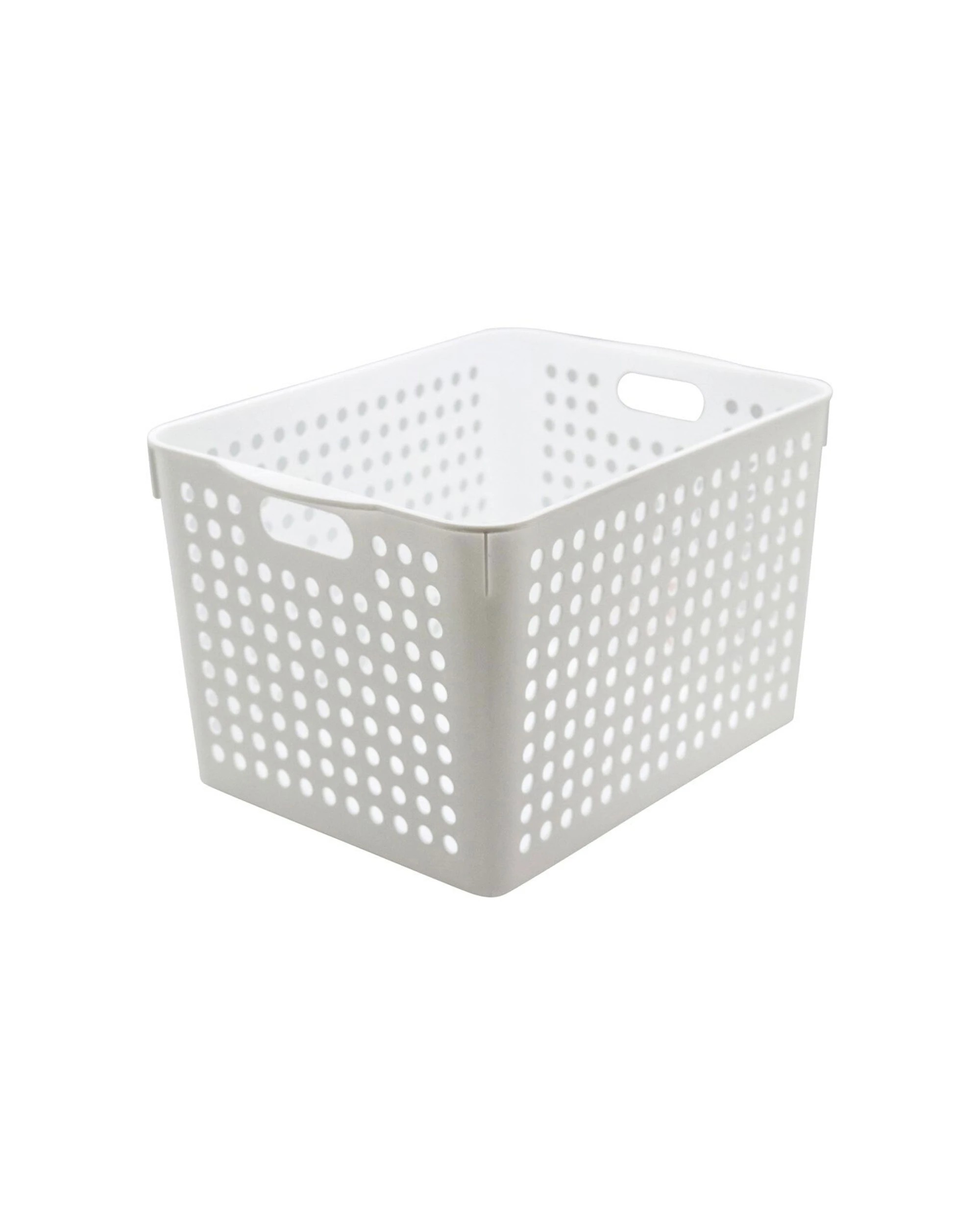 1 Boxsweden 35cm Mode Basket Home Storage Organiser With Handles Aerated Design
 - White, 1 of 2