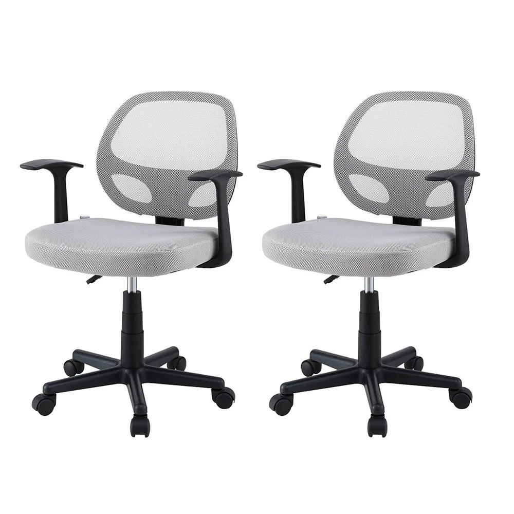 1 Artiss 2x Mesh Office Chair Computer Gaming Desk Chairs Work Study Mid Back - Grey, 1 of 6