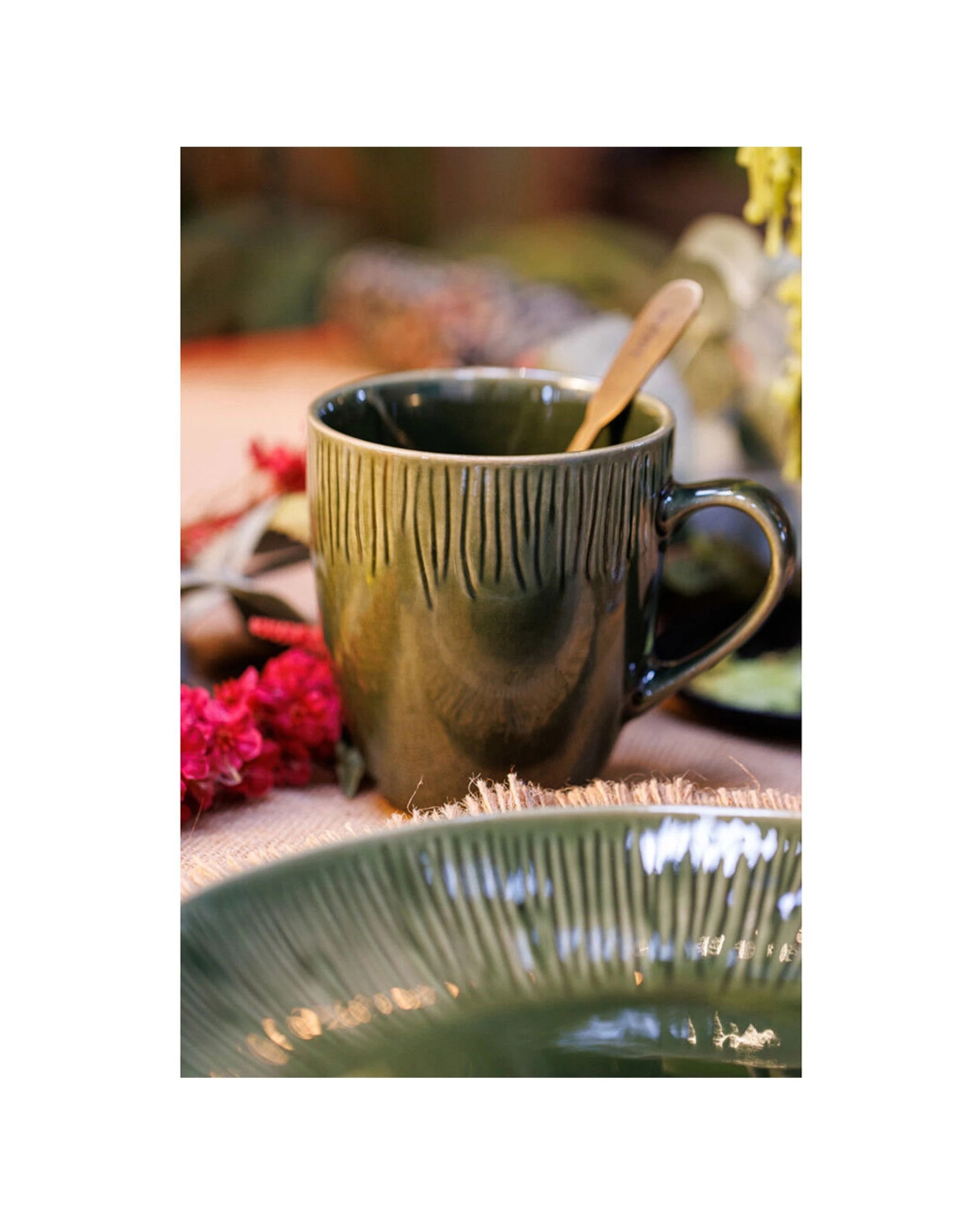 3 Mikasa Jardin 4pc Stoneware Mug Set 420ml Botanical Vibes - Green, 3 of 6