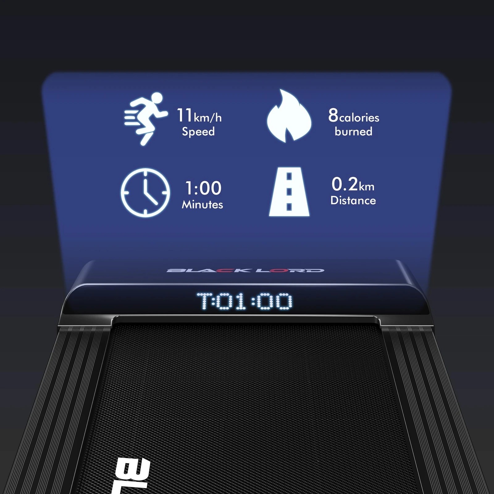 6 Black Lord Treadmill Electric Walking Pad Steel Frame Under Desk Gym 410mm - Black, 6 of 10