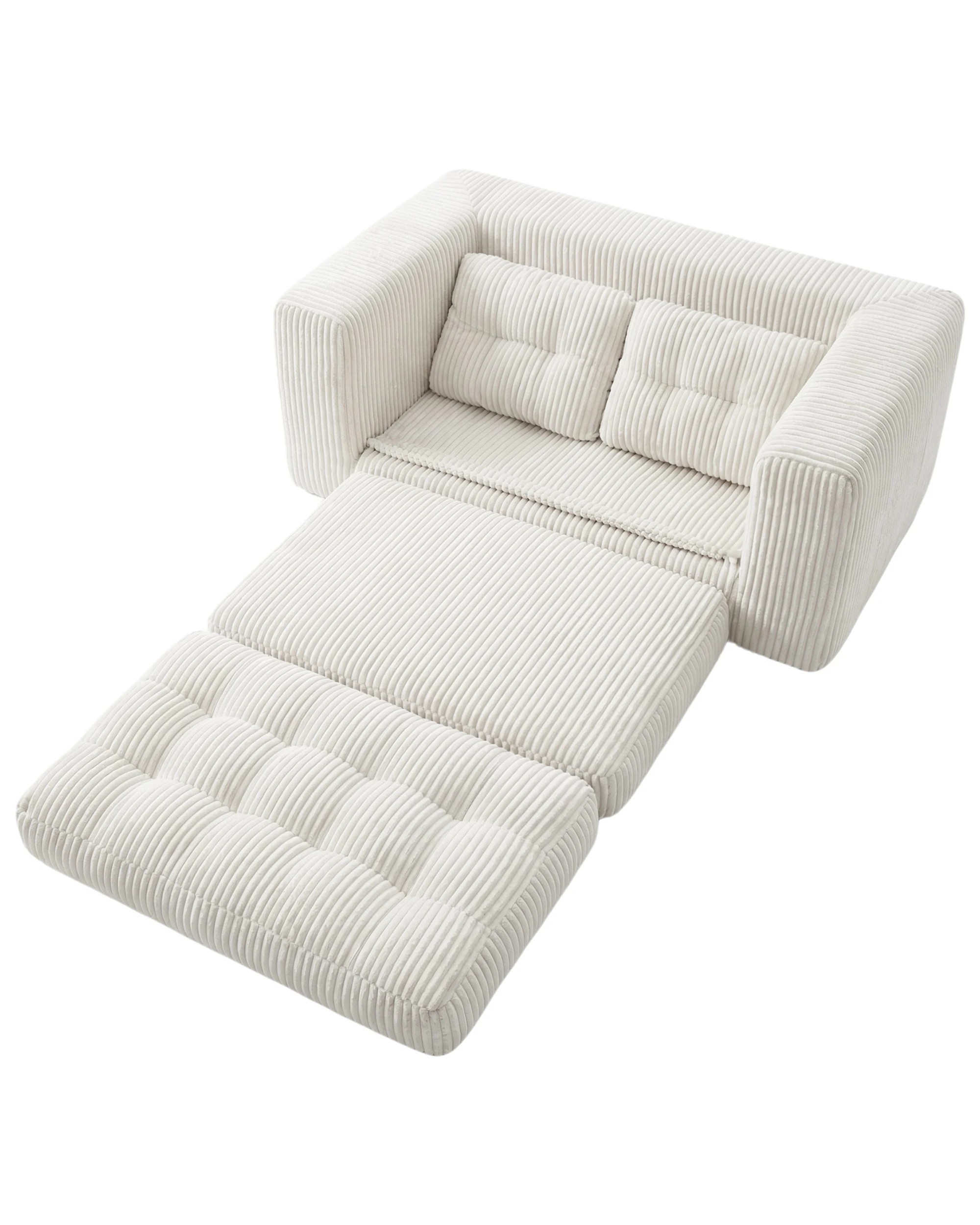 8 Advwin Folding Sofa Bed 2 in 1 Convertible Floor Loveseat Sofa, Fold Out Corduroy Sleeper Couch with 2 Pillows, 8 of 10