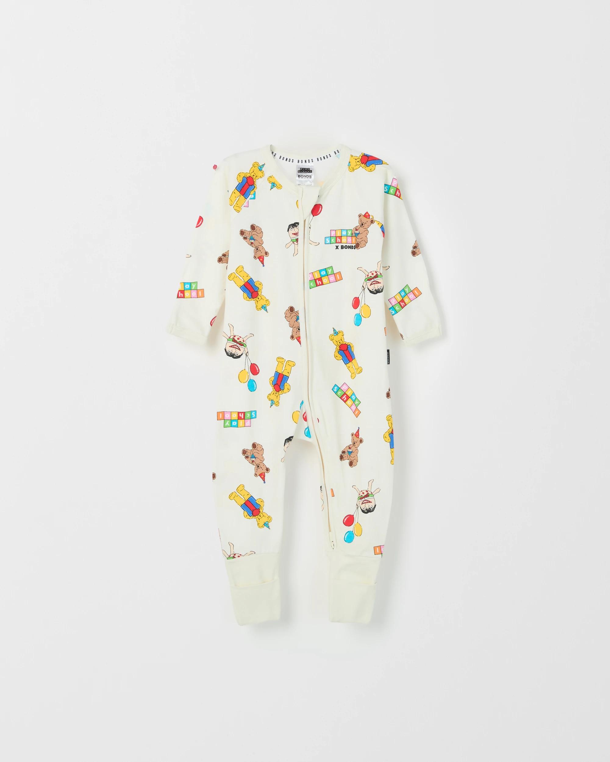 1 Bonds Playschool Baby Zip Wondersuit Coverall PLAYSCHOOL PRINT HUZ, 1 of 2