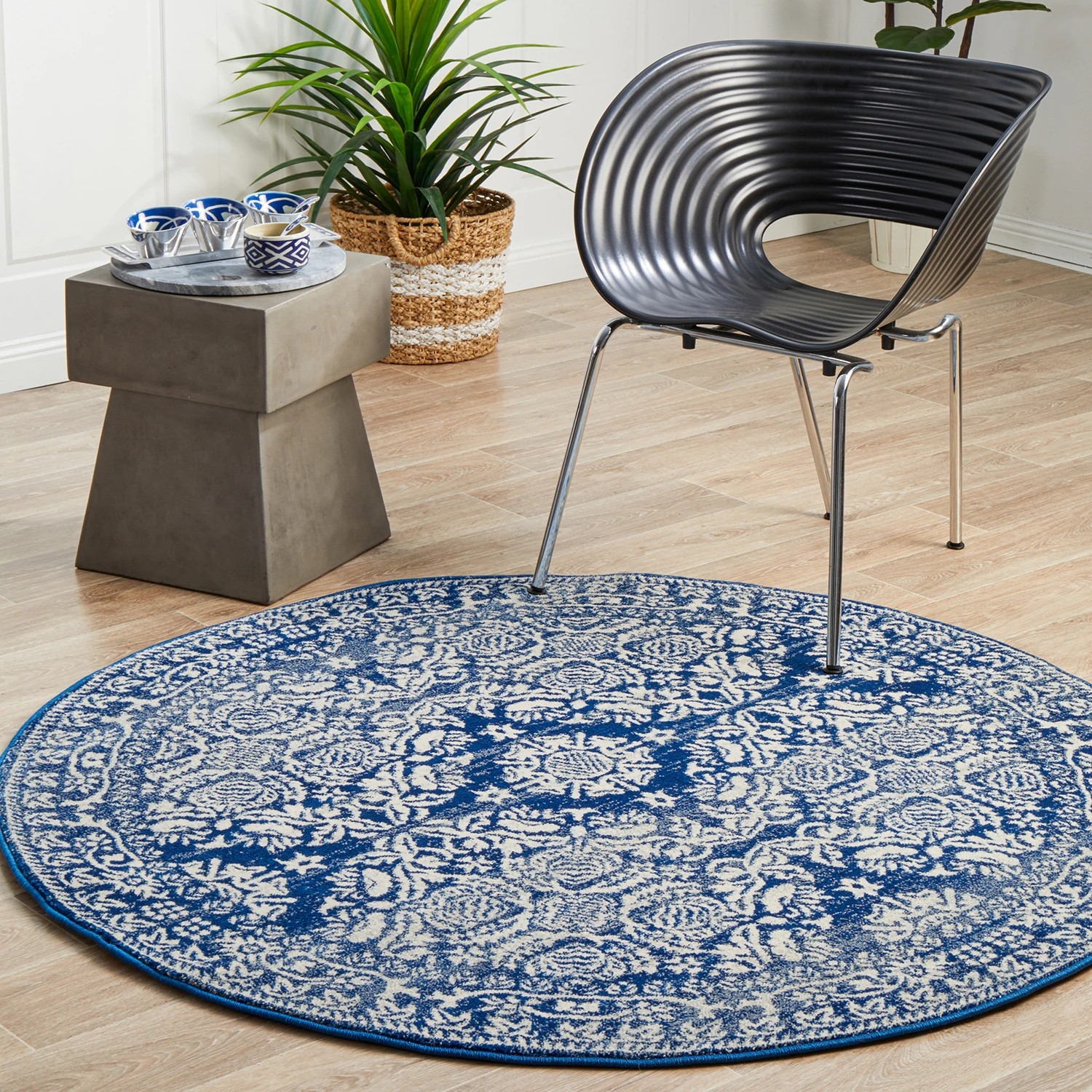 3 Common Ground Rugs Phantom 358 200x200cm - Medium Round Power Loomed Pet Friendly Rug - Blue, 3 of 9