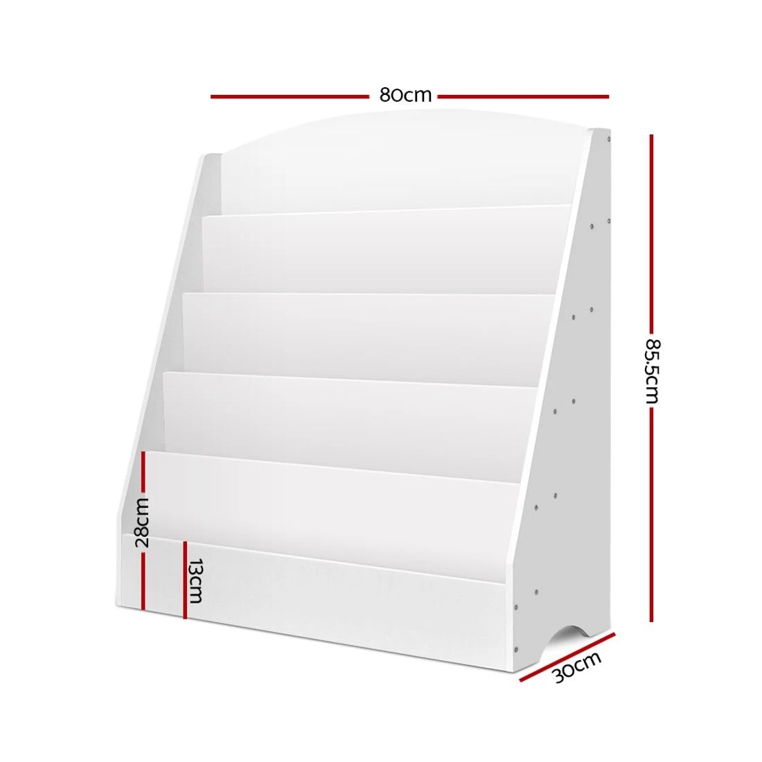 4 Keezi 5 Tiers Kids Bookshelf Magazine Shelf Organiser Bookcase Display Rack Toy Storage Reading Nook Playroom - White, 4 of 8