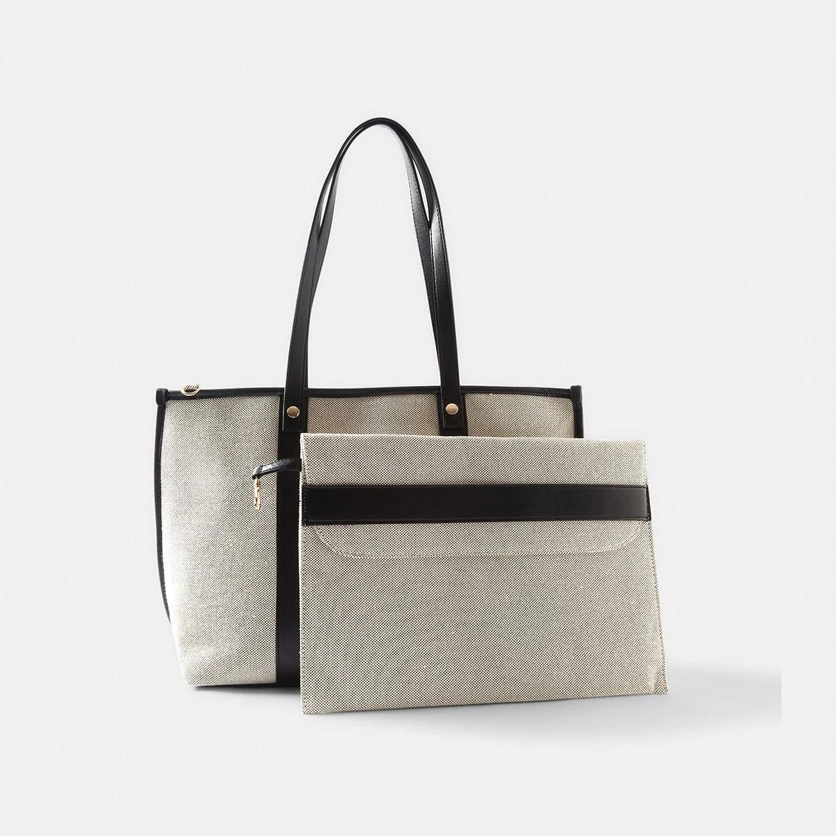 1 Contrast Tote Black, 1 of 6