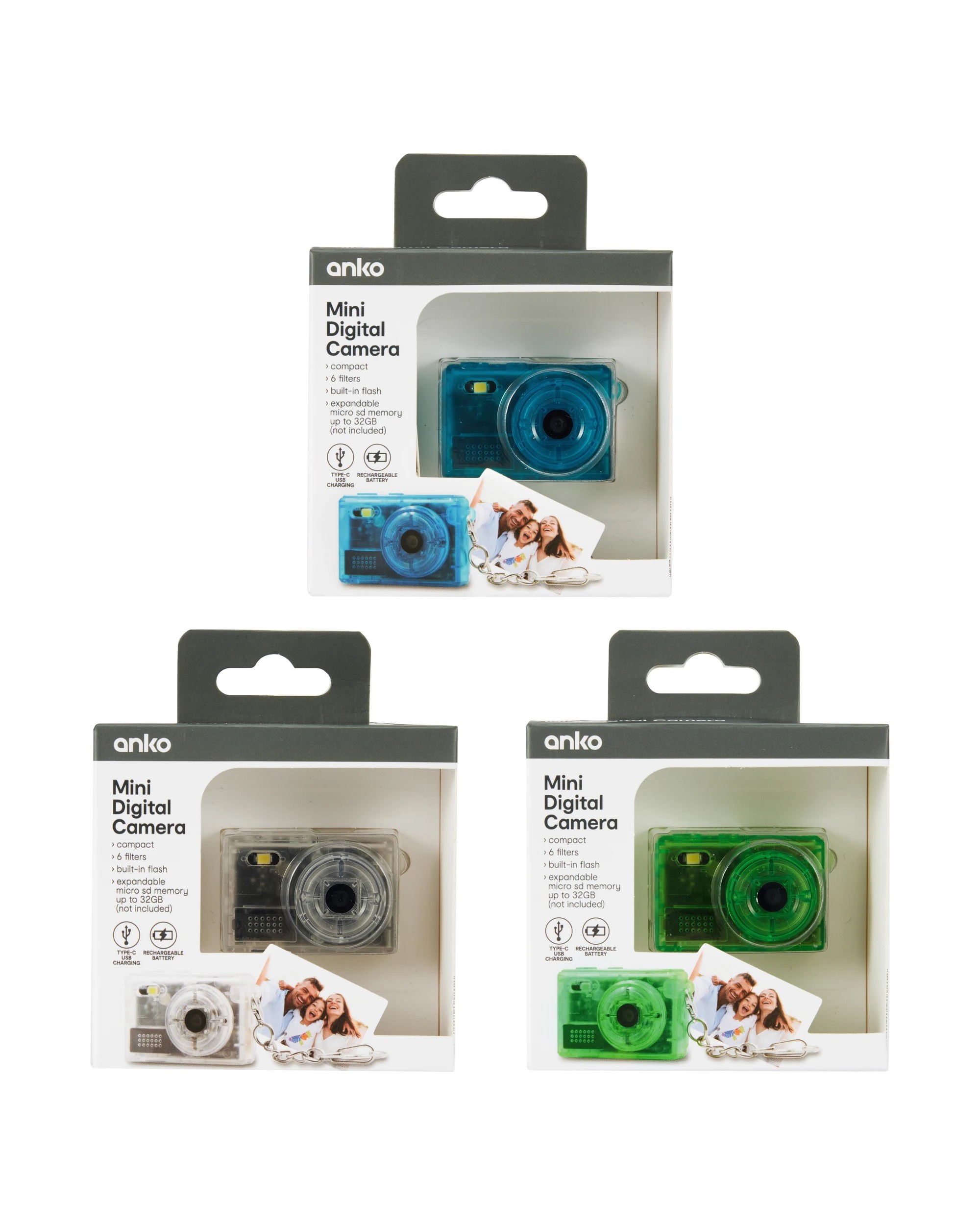 6 Mini Digital Camera - Clear, Assorted, 6 of 7