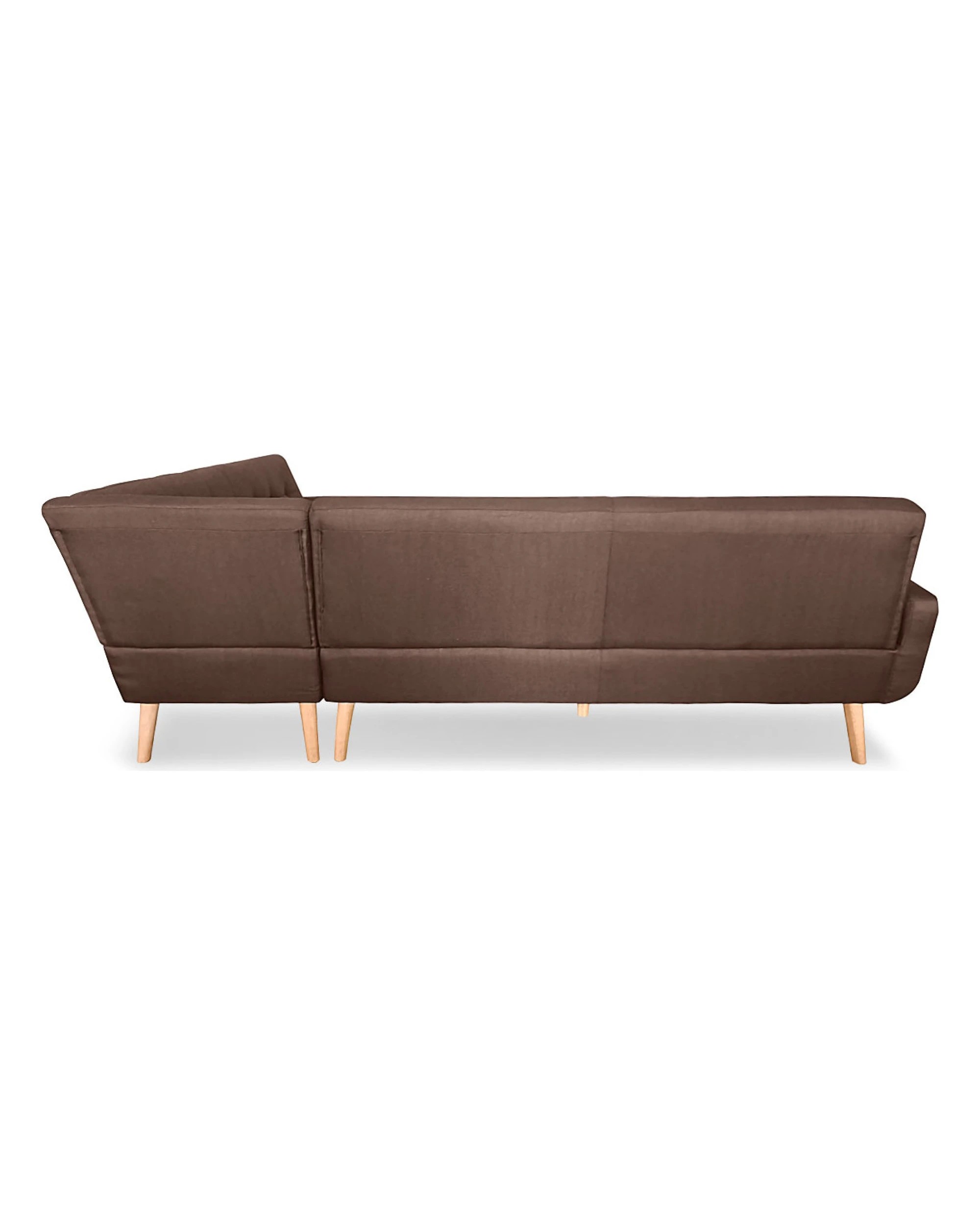 4 Faux Linen Corner Wooden Sofa Lounge L-shaped With Chaise Brown, 4 of 7