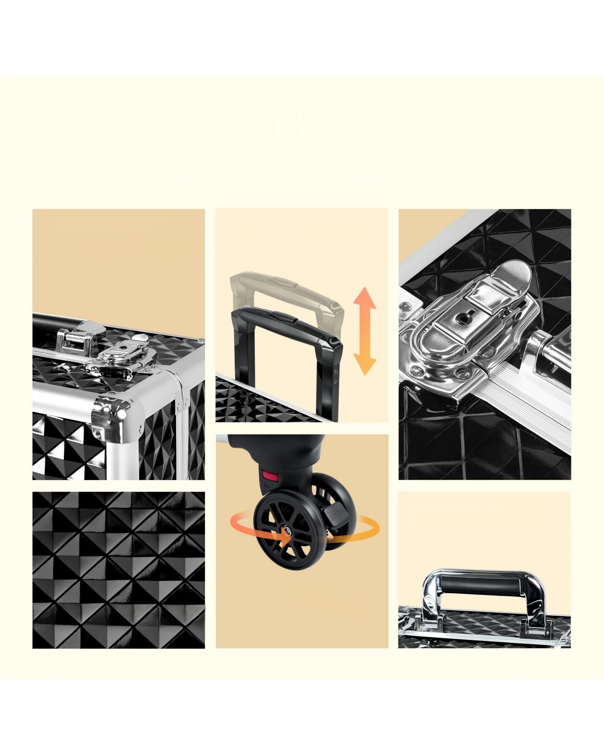 3 Advwin 4 in 1 Makeup Trolley Case Rolling Large Capacity - Black, 3 of 7