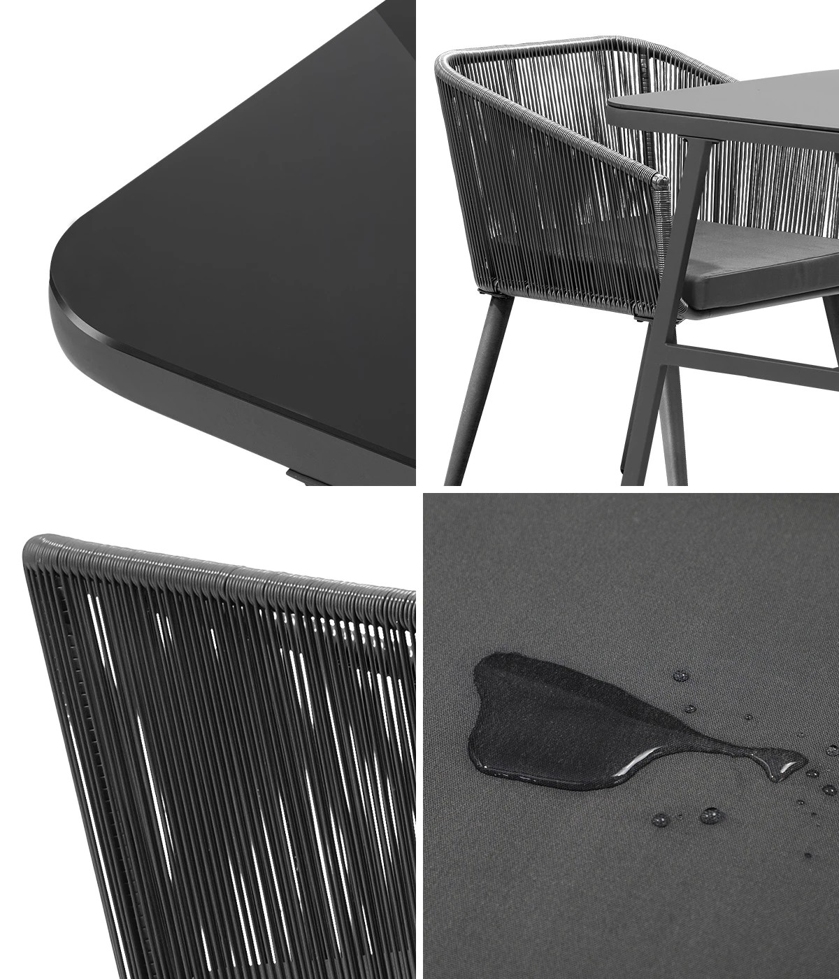 5 Livsip Outdoor Dining Setting 3 Piece Lounge Patio Furniture Table Chairs Set - Grey, 5 of 9