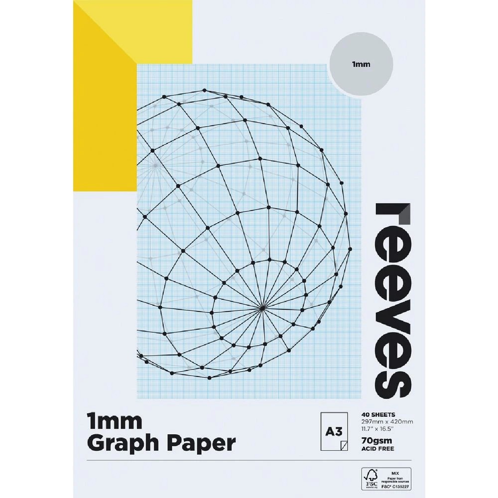 1 Reeves 1mm Graph Pad 70gsm 40 Sheets A3, 1 of 1