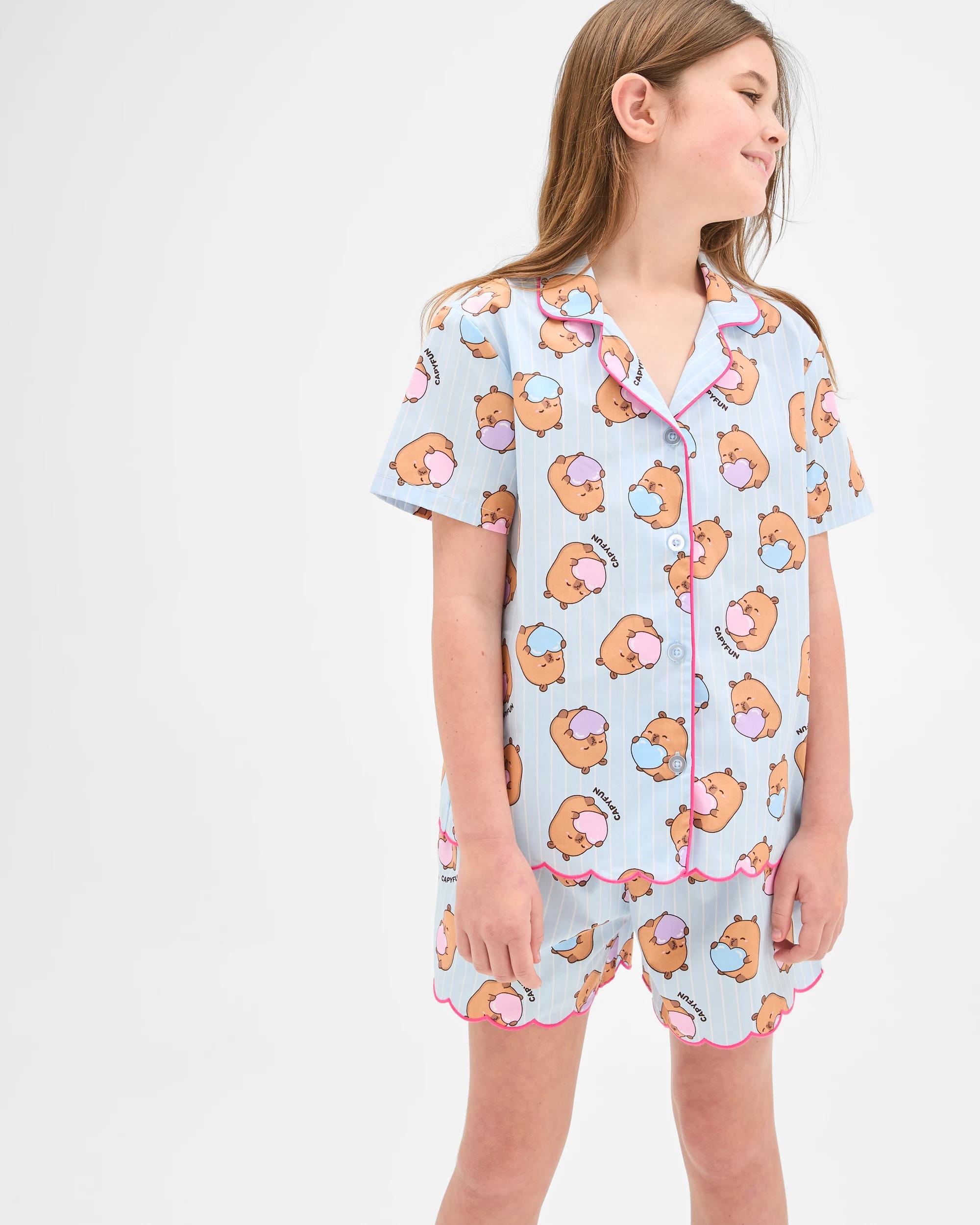 2 Capyfun Australian Cotton Older Girls Woven Pyjama Set BLUE CAPYFUN, 2 of 7