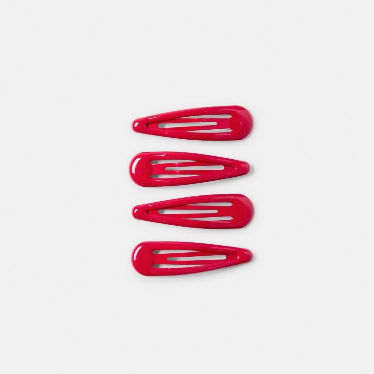 1 4 Pack School Basic Snap Hair Clips Salsa, 1 of 3
