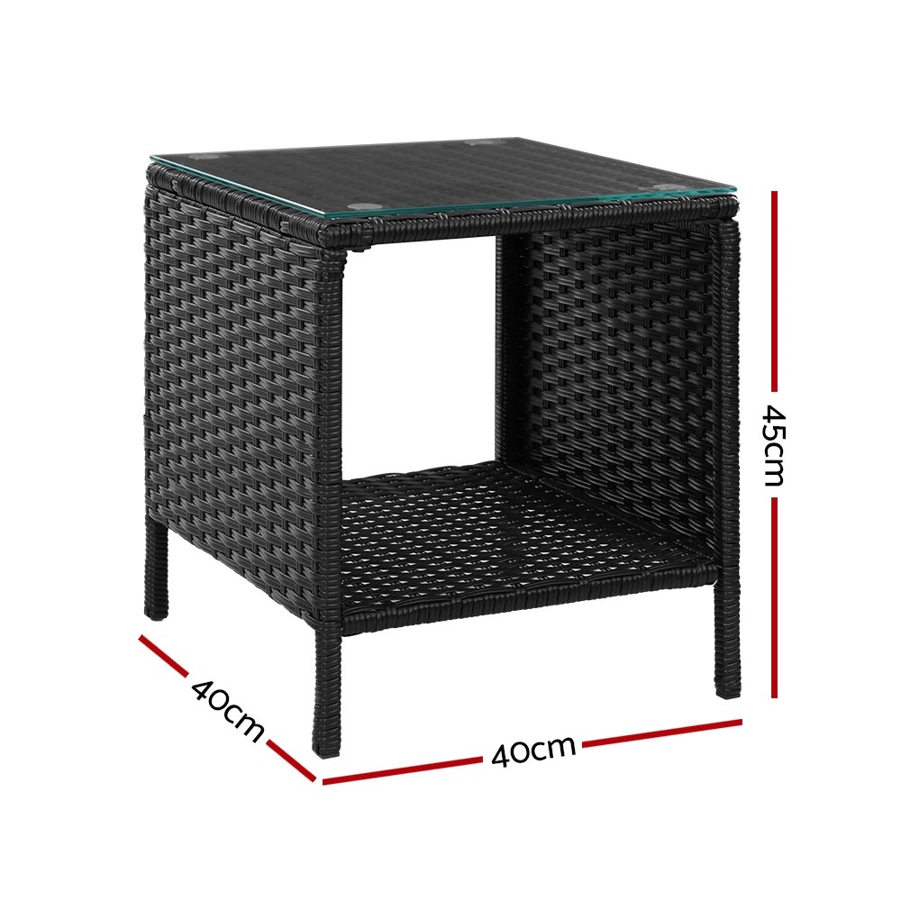 2 Gardeon Coffee Side Table Wicker Desk Rattan Outdoor Furniture Garden - Black, 2 of 6