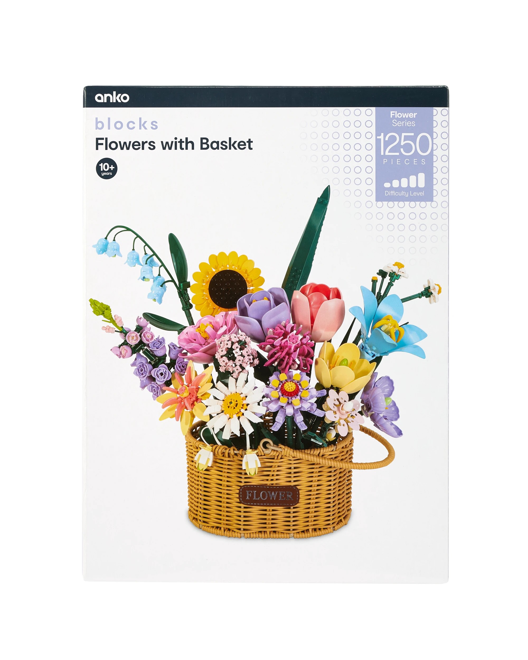 1 1250 Piece Blocks Flower Series: Flowers with Basket, 1 of 7