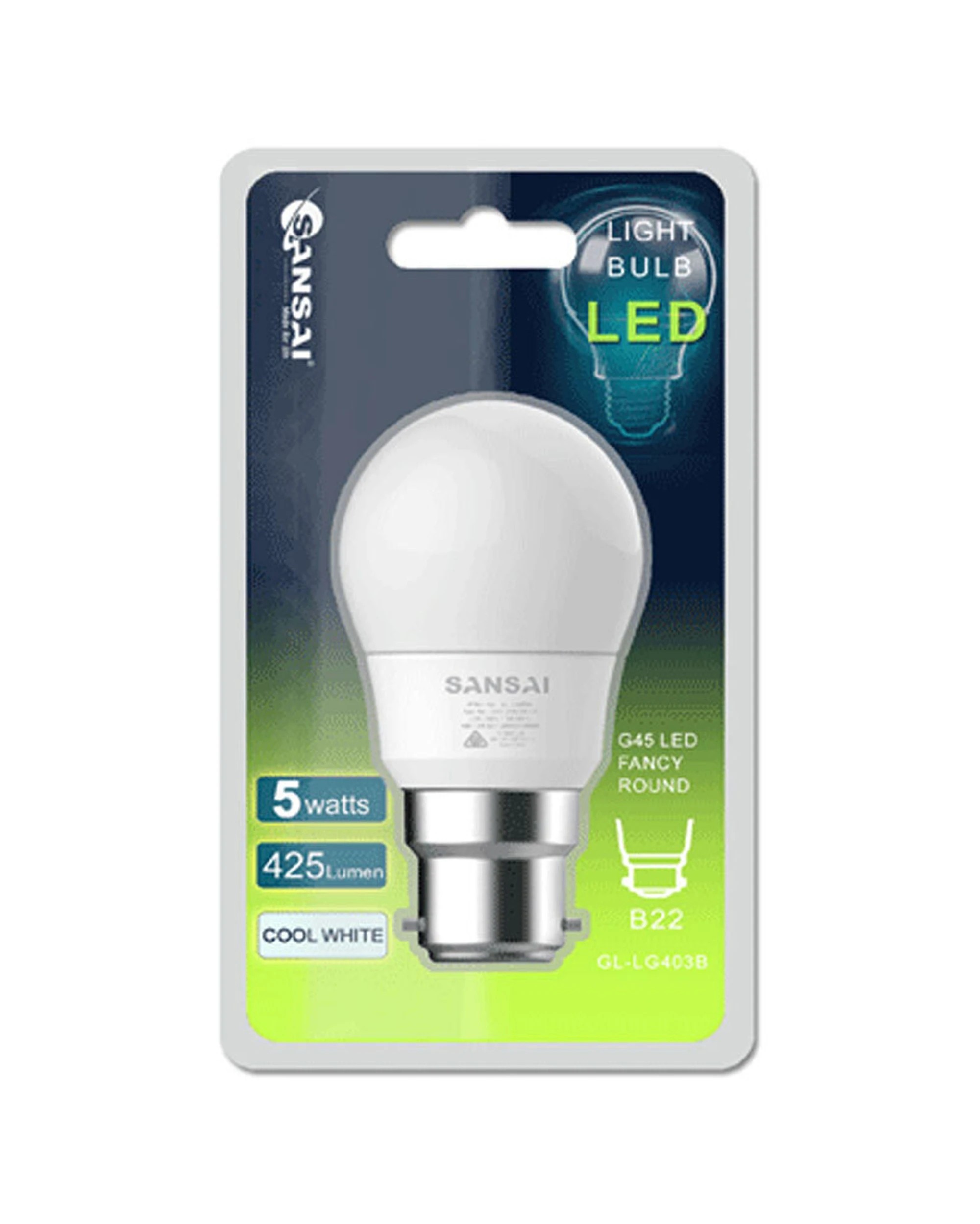 2 Sansai Fancy Round Led 425lm Light Bulb G45 5w B22 Bayonet Cool White 6500k
 - White, 2 of 2