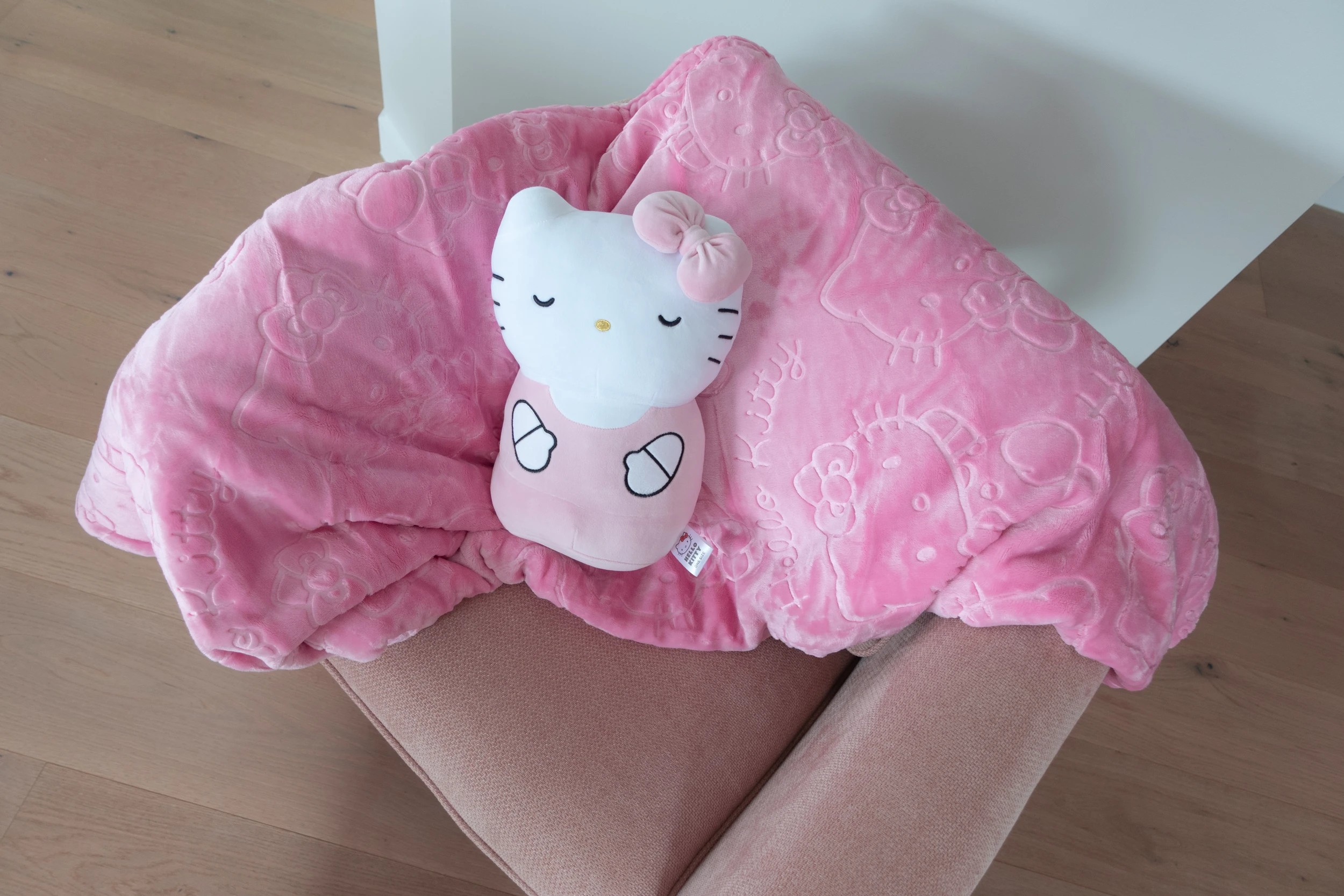 1 Hello Kitty Blanket with Cushion - Pink, 1 of 3