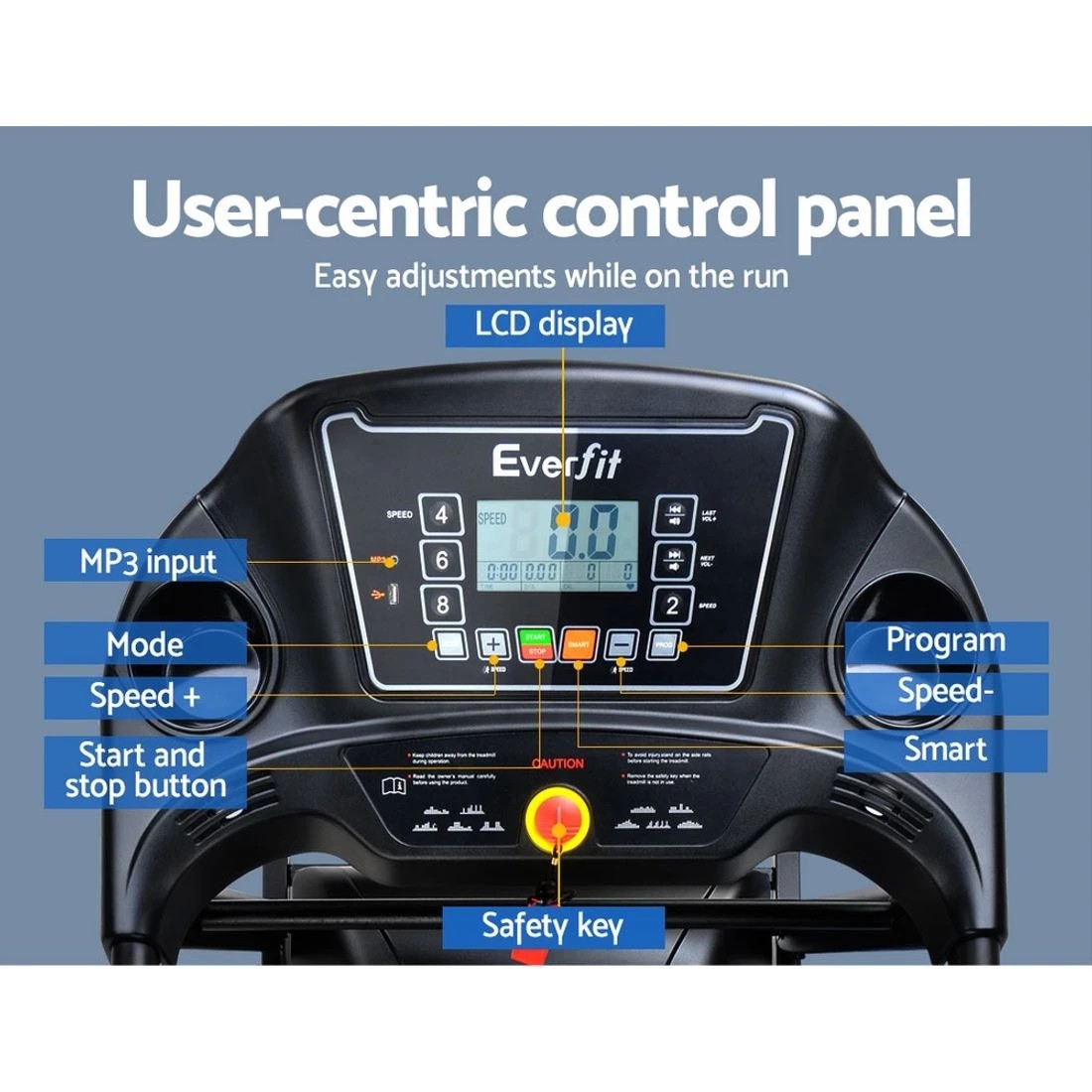 5 Everfit Treadmill Electric Home Gym Fitness Exercise Machine Foldable 400mm - Black, 5 of 7