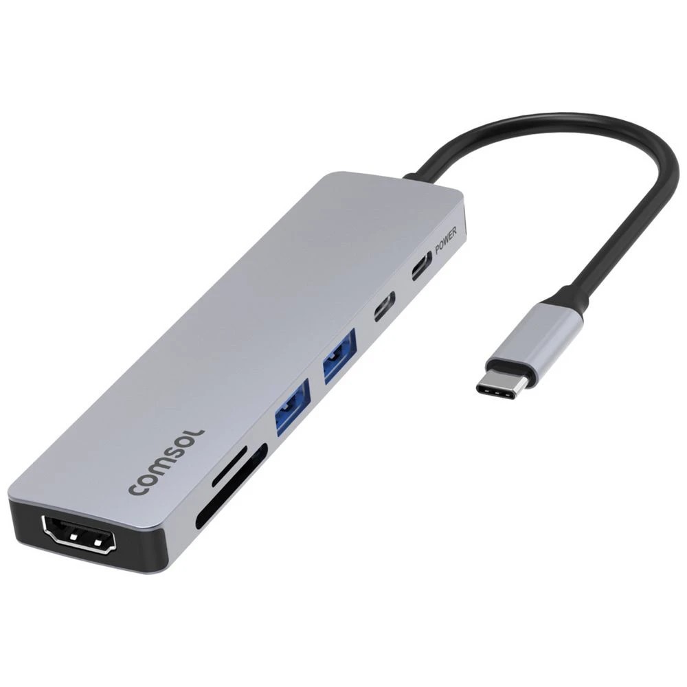 1 Comsol 4K Multi-Port USB-C Hub with SD Card Reader, 1 of 2