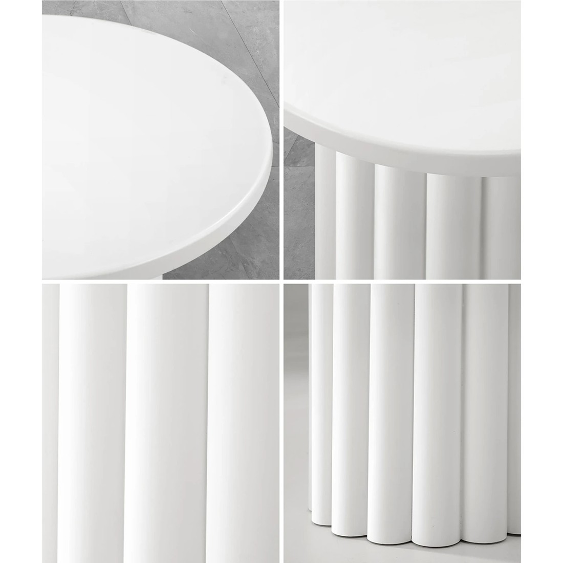 5 Oikiture Coffee Table Side End Tables Sofa Desk Bedside Nightstand Round
 - White, 5 of 10