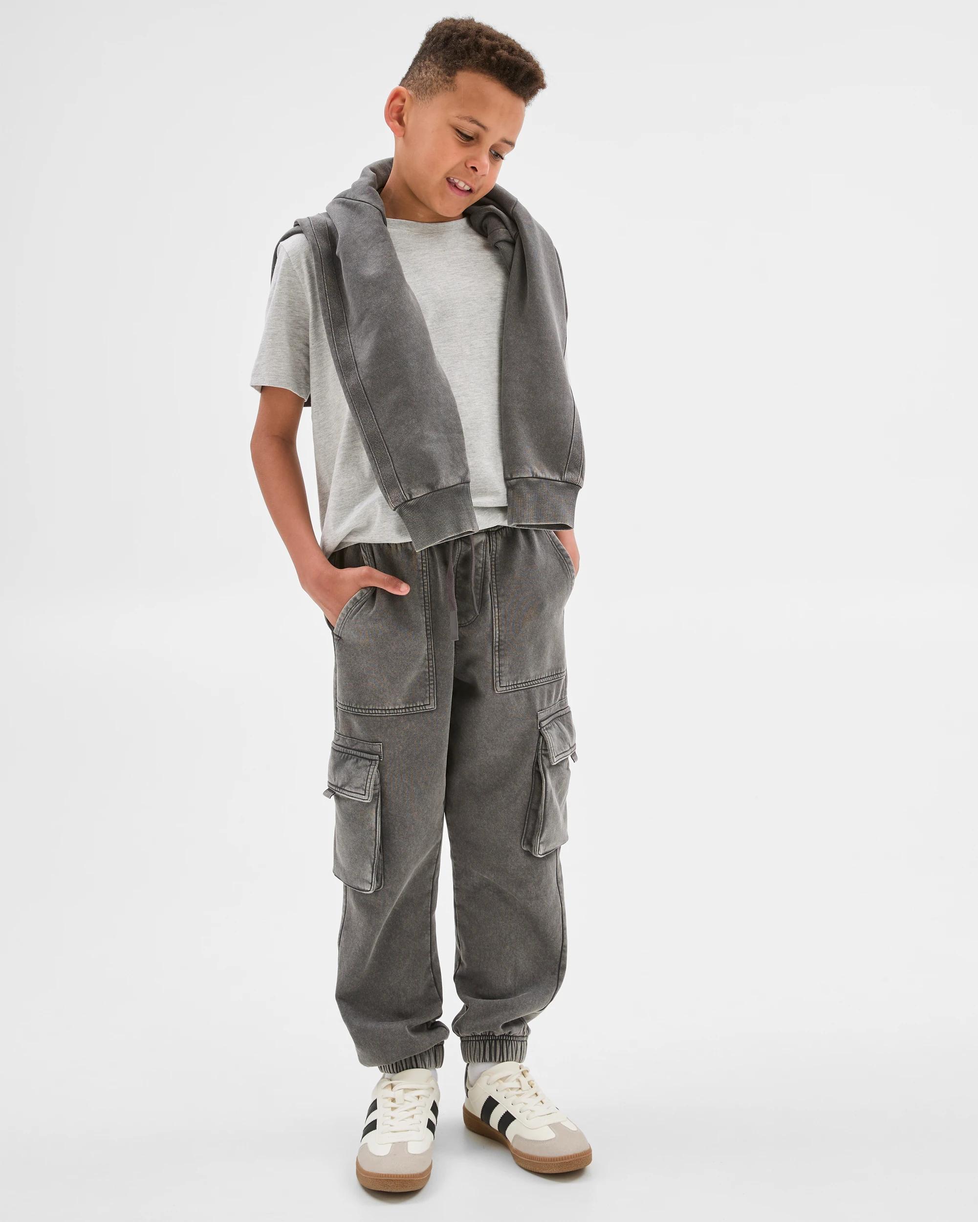 1 Target Kids Australian Cotton Blend Wash Trackpants BLACK, 1 of 6